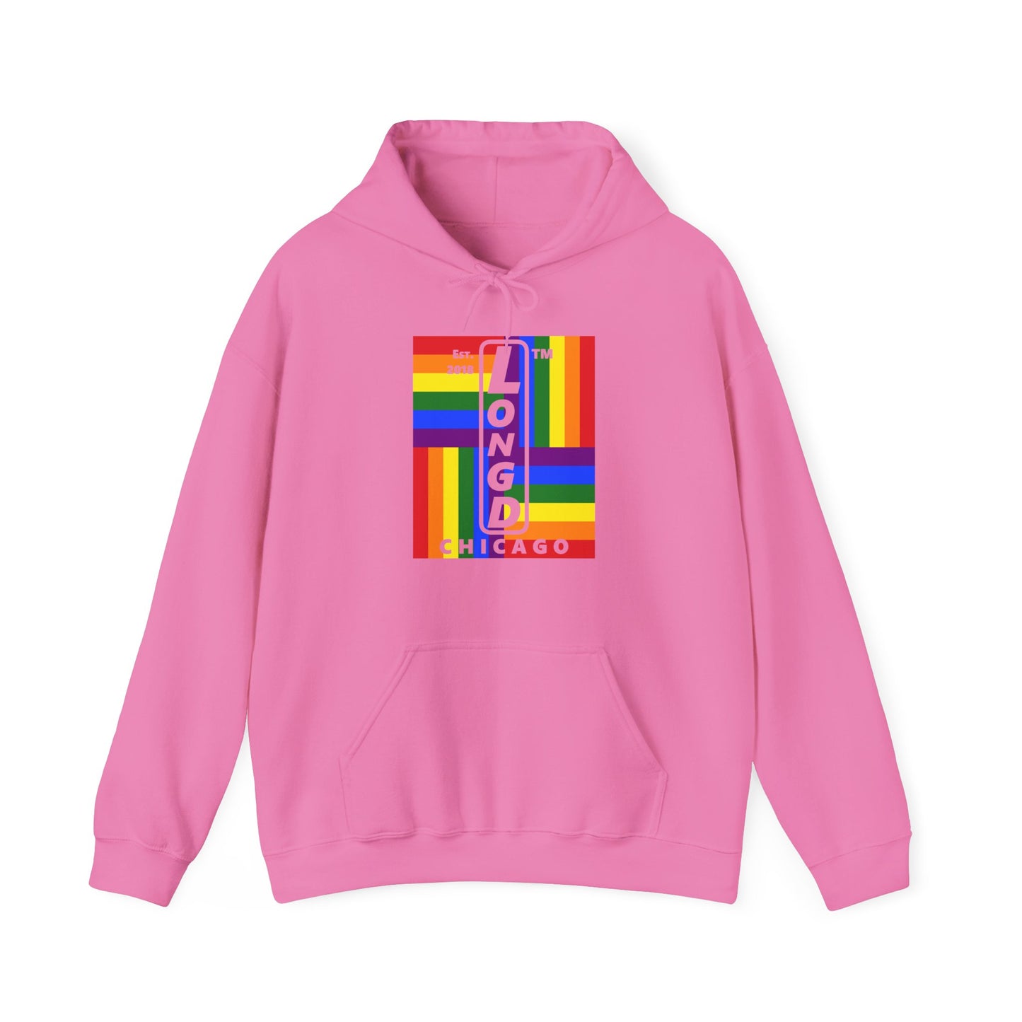 LongD® negative windmill upright Chicago logo hoodie (Pride colors)