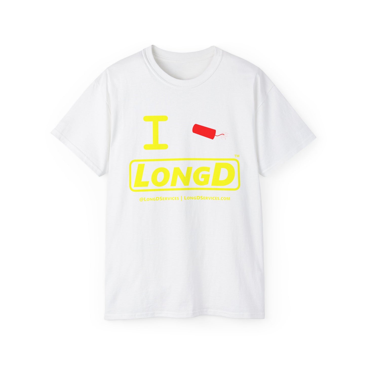 I Firecracker LongD® Reverse Logo Cotton Tee Red firecracker (no blue or white)