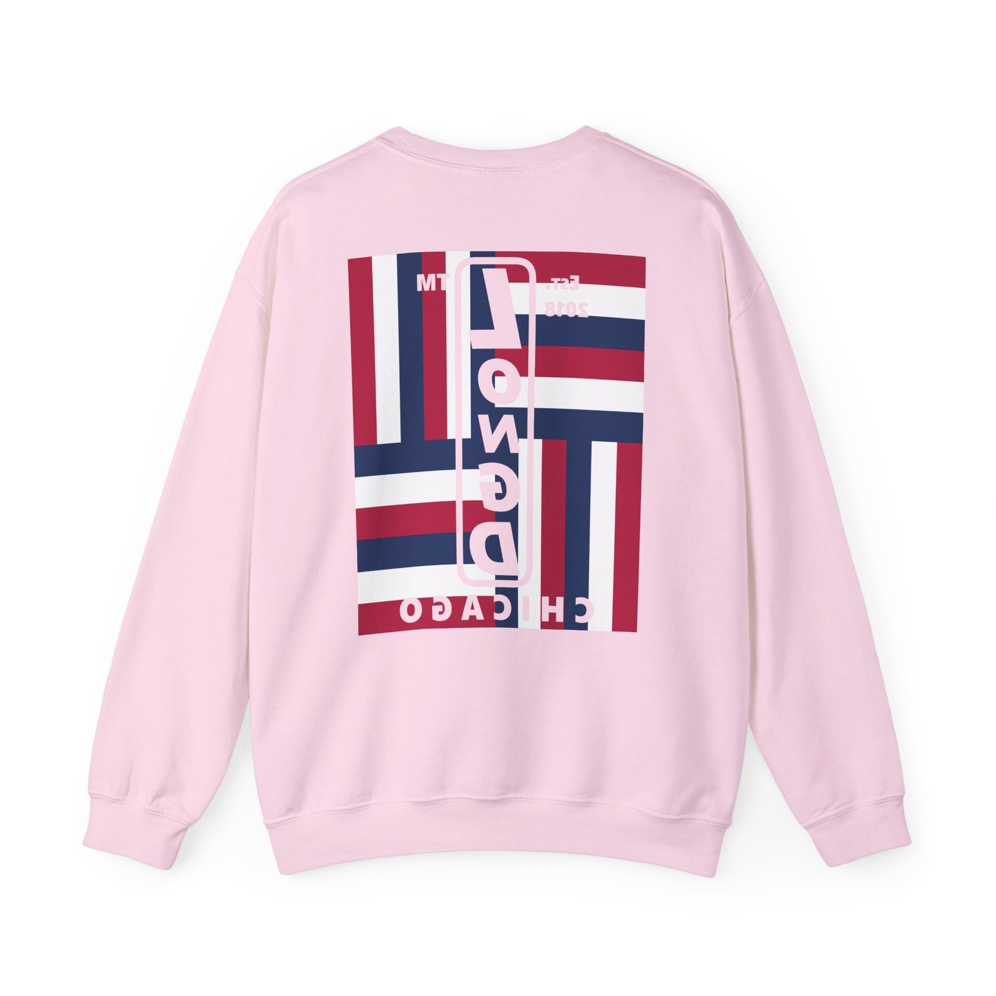 I Burst LongD negative windmill Chicago upright front-back logo crewneck sweatshirt