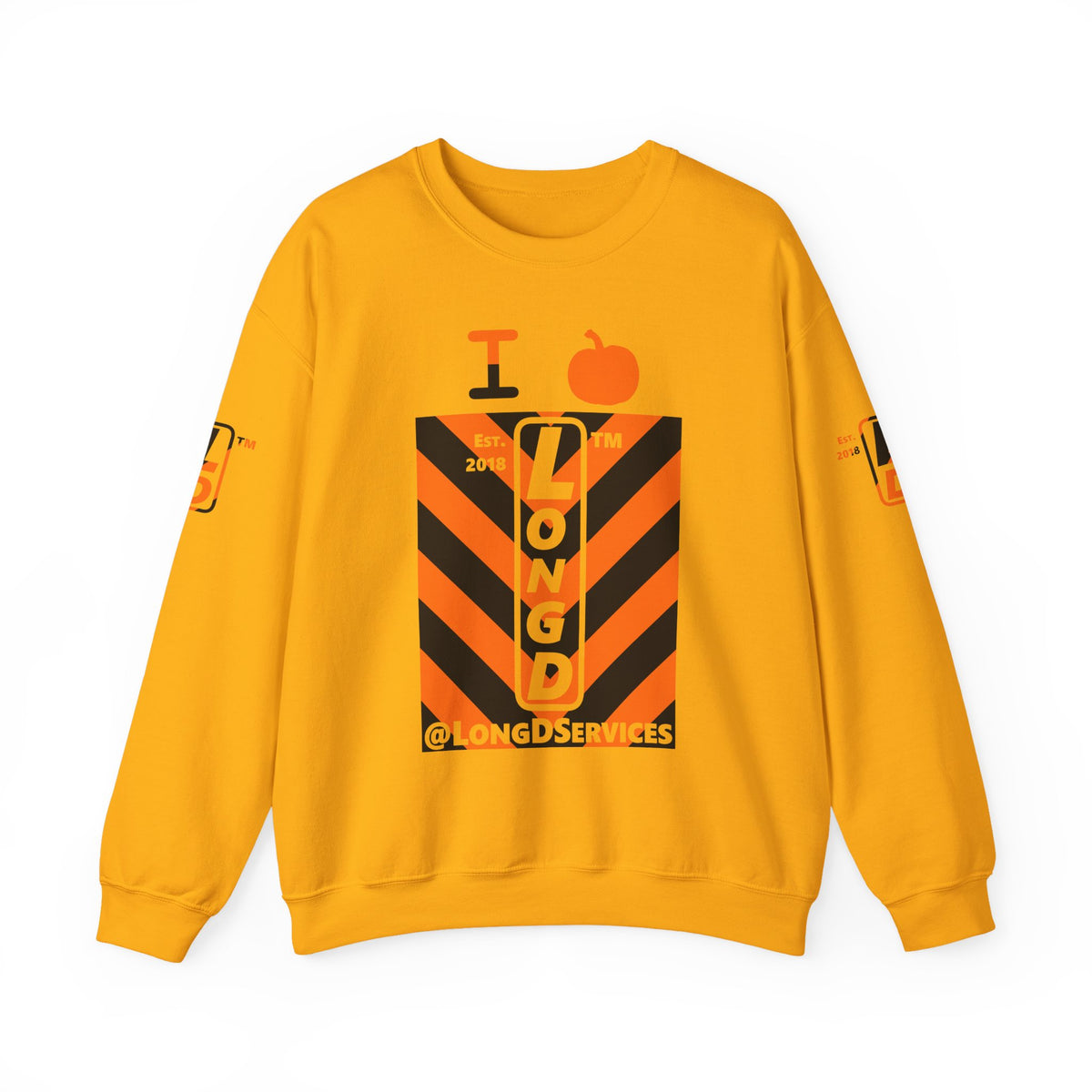 I pumpkin LongD Tag negative upright downward chevron 4-print logo crewneck sweatshirt