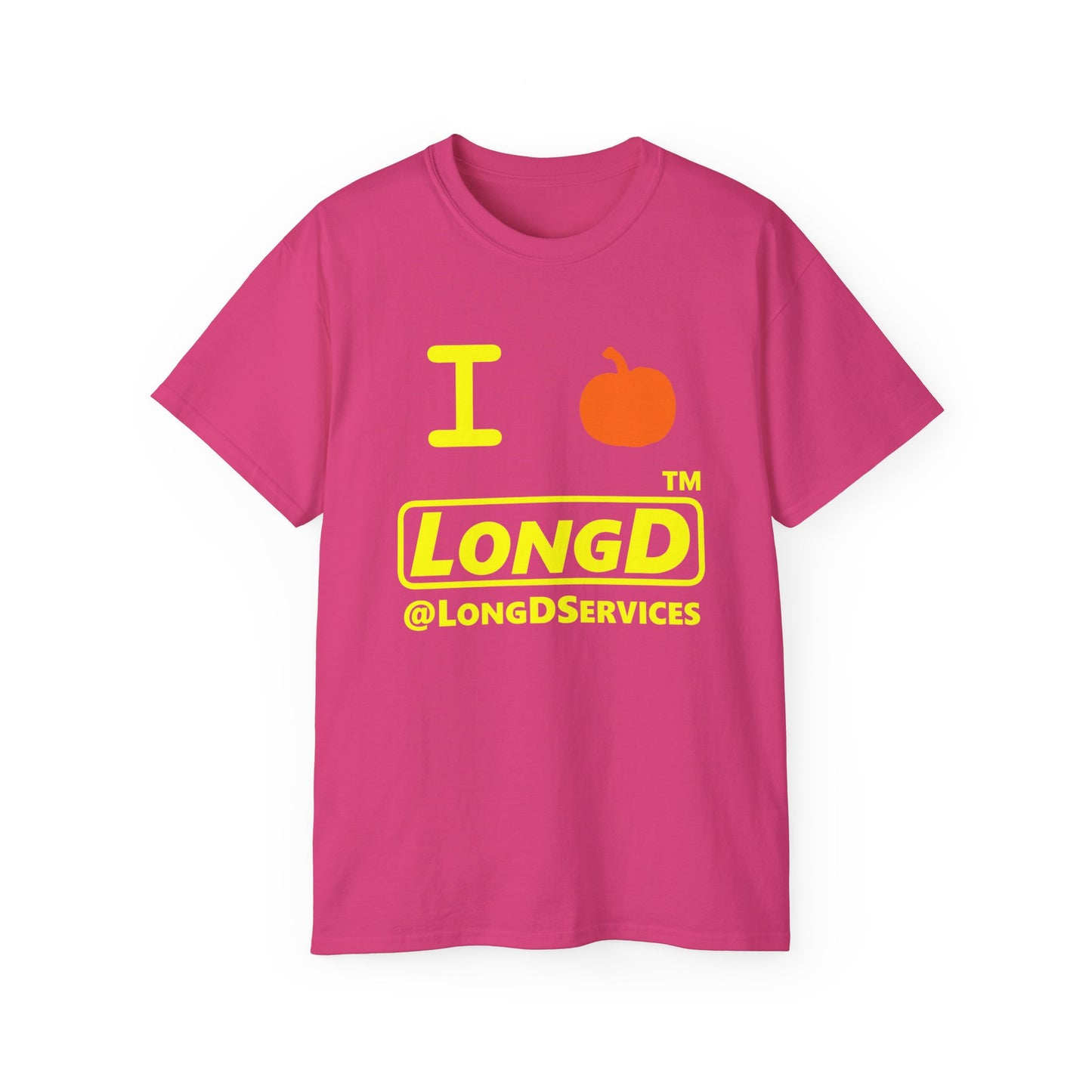 I Pumpkin LongD® Logo Cotton Tee positive yellow basic tag logo