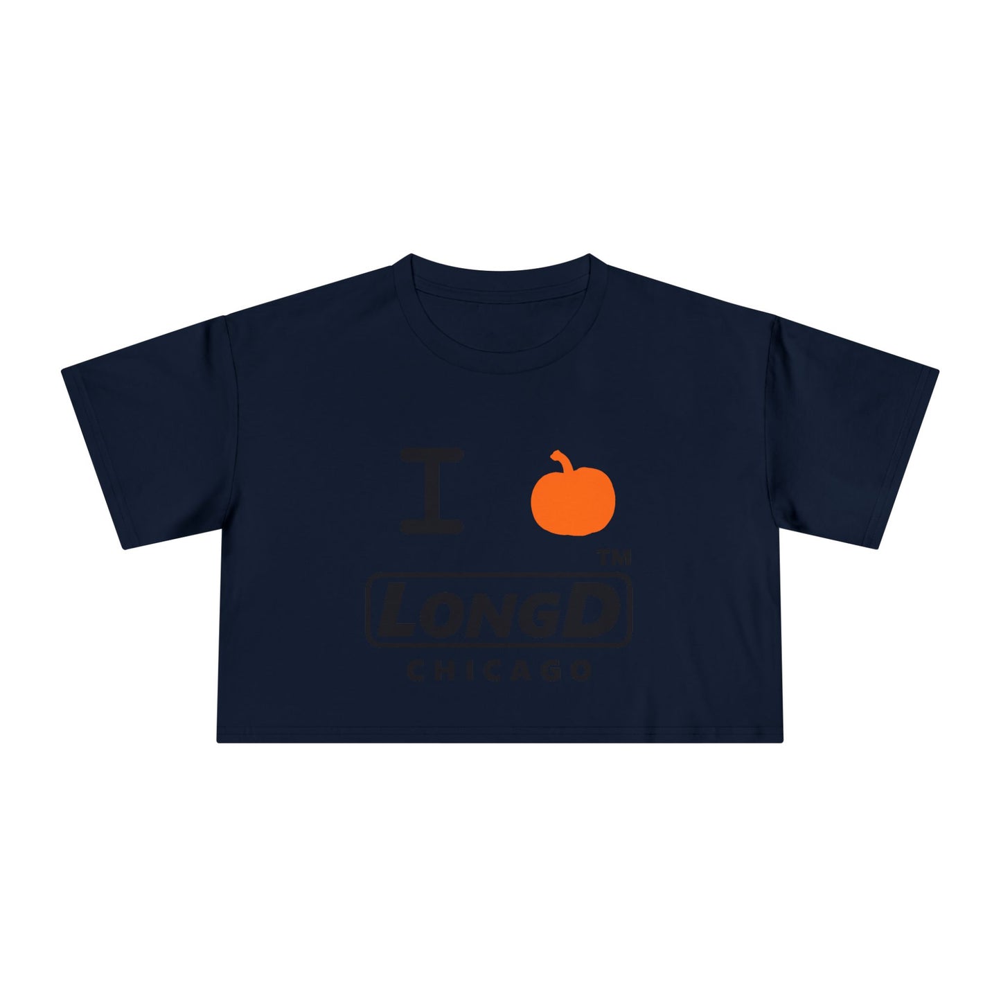 I Pumpkin LongD Logo Crop Tee black basic Chicago logo