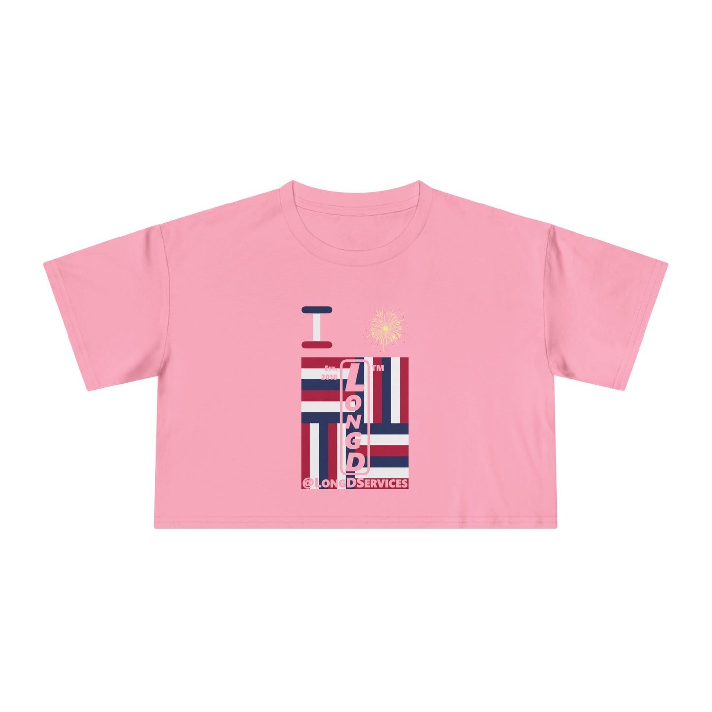 I burst LongD negative windmill upright front-reversed back tag logo crop tee