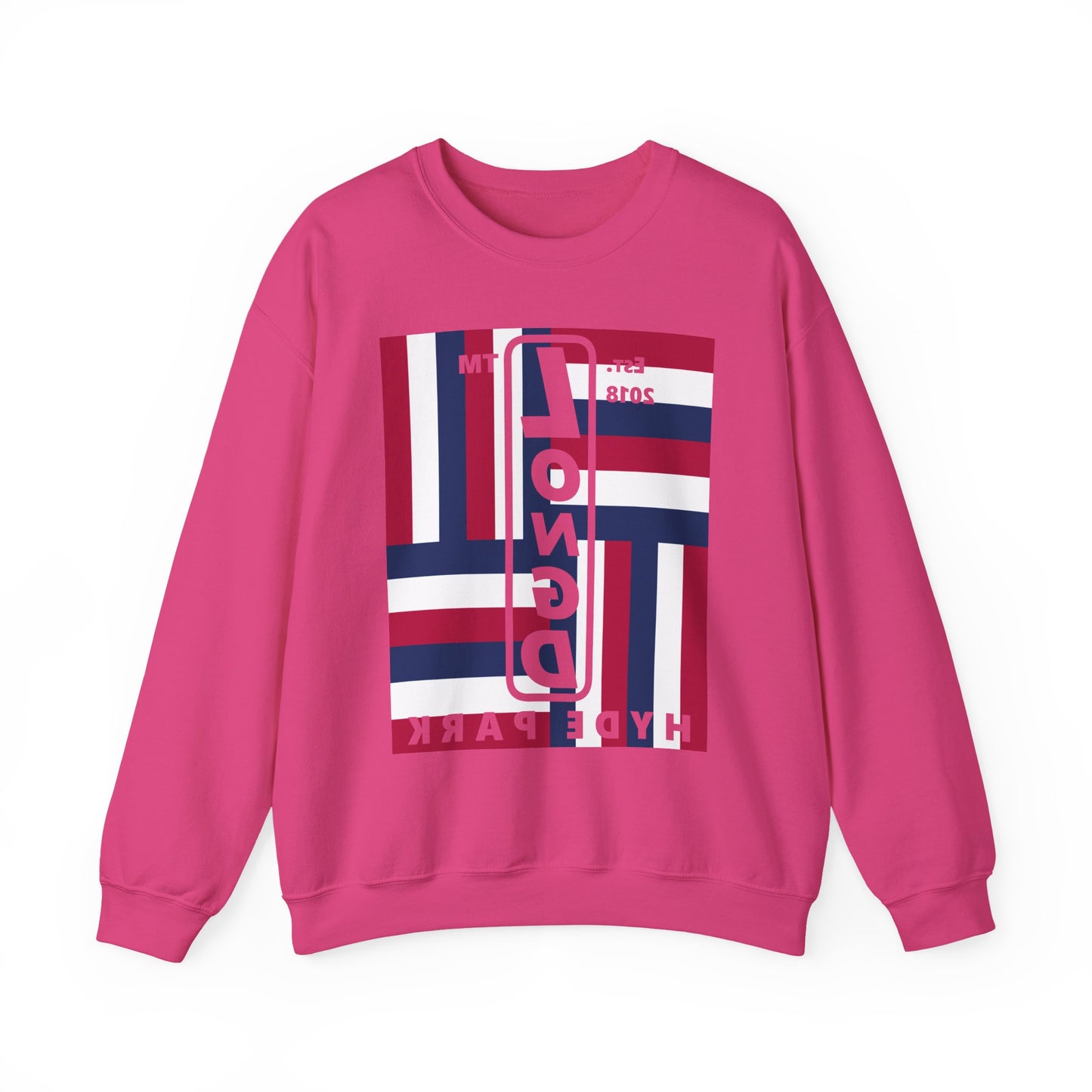 LongD negative rotated windmill Hyde Park front-back upright logo crewneck sweatshirt (patriotic colors)