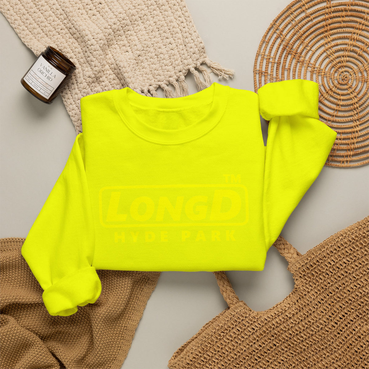 LongD Hyde Park positive alternate basic Yellow (FFFF00) logo crewneck sweatshirt