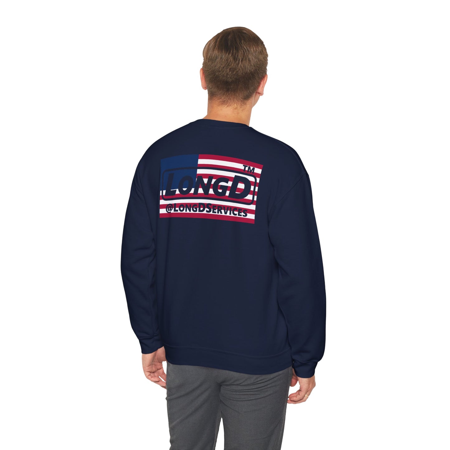 I firecracker LongD negative flag front-back tag-domain logo crewneck sweatshirt