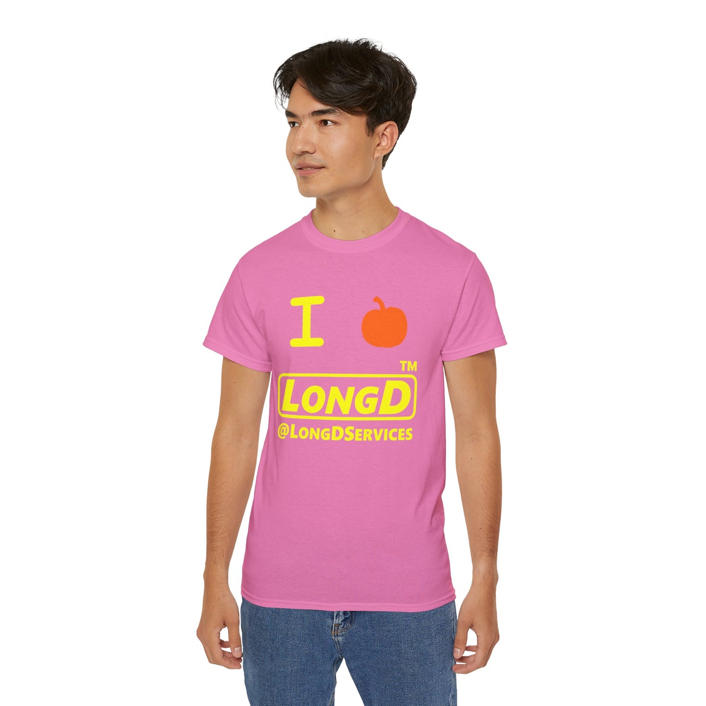 I Pumpkin LongD® Logo Cotton Tee positive yellow basic tag logo