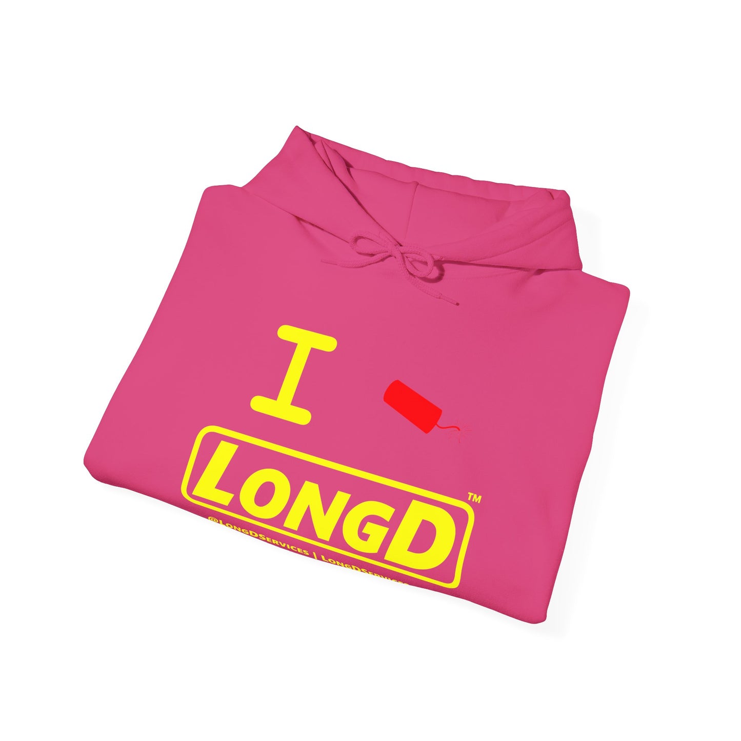 I Firecracker LongD® Reverse Logo Hoodie red firecracker (no blue or white)