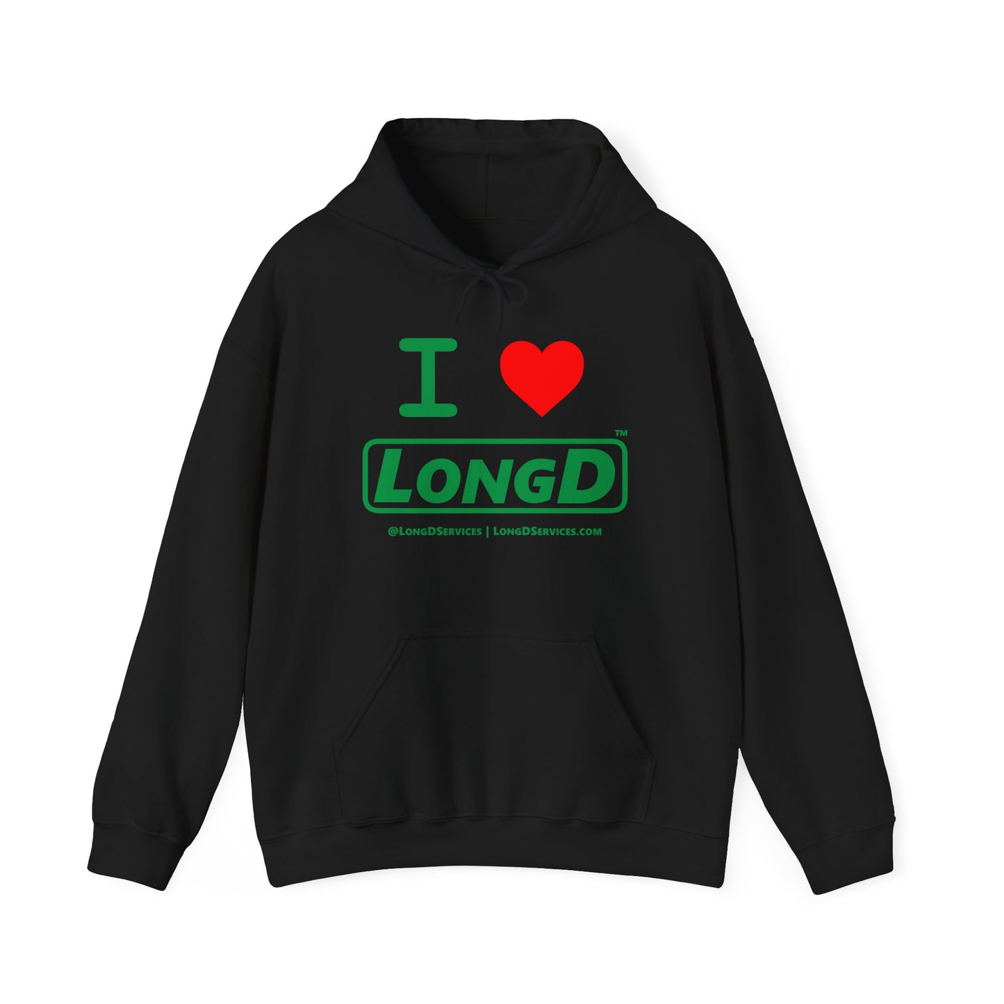 I Luv LongD® Logo Hoodie (St. Patrick's Day green text)