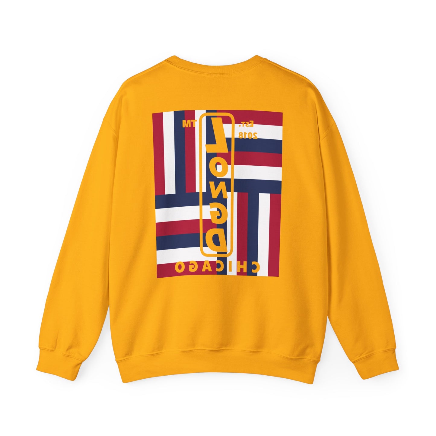 I Burst LongD negative windmill Chicago upright front-back logo crewneck sweatshirt