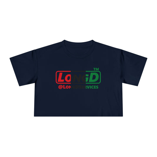 LongD positive vertical 3-striped tag logo crop tee (Juneteenth colors)