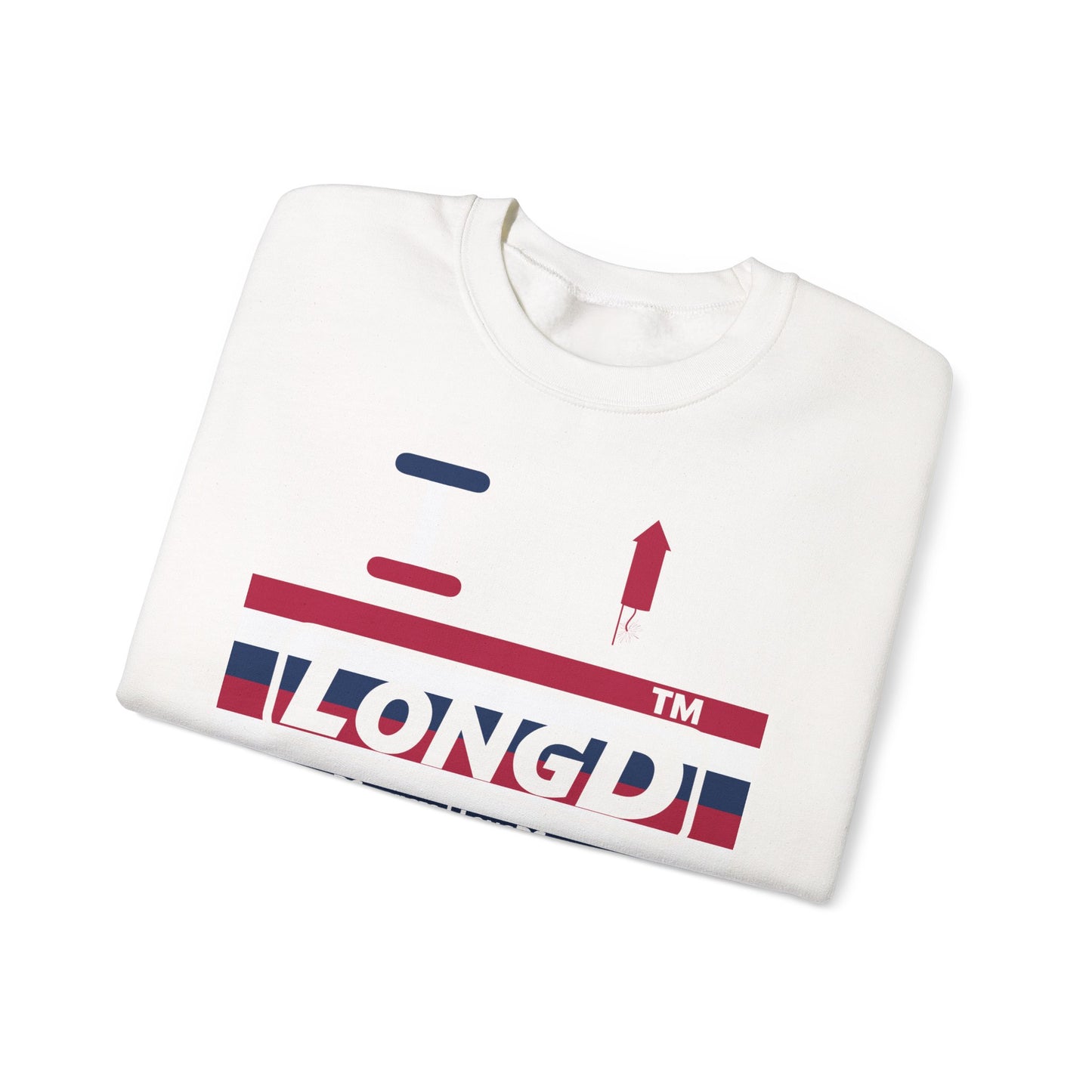 I firecracker LongD negative horizontal 6-striped tag-domain logo crewneck sweatshirt
