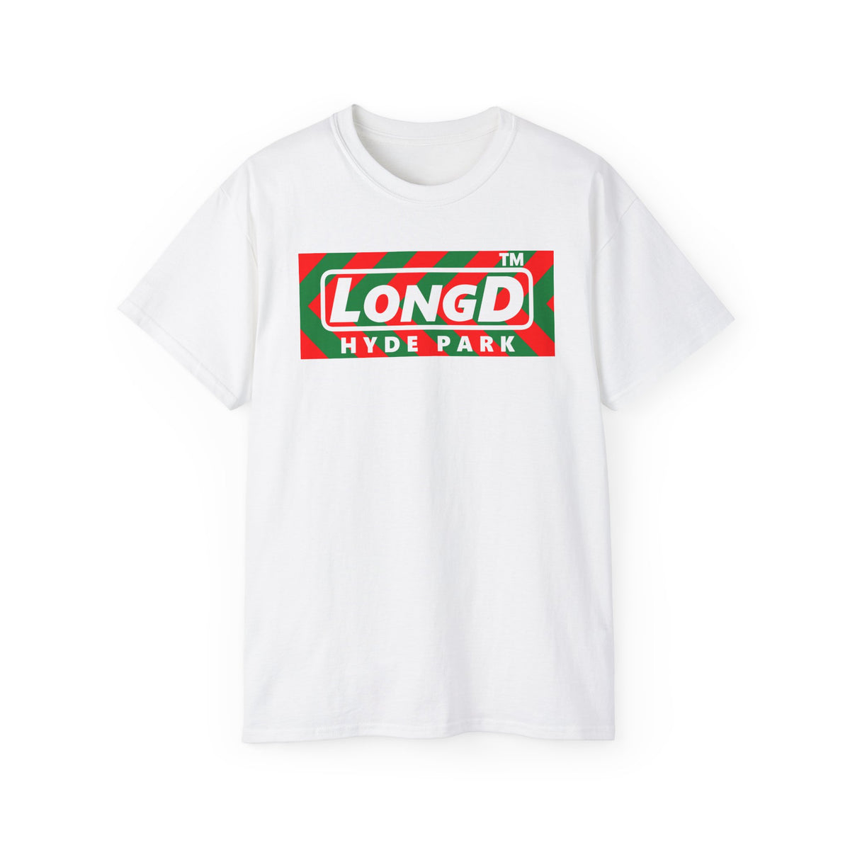 LongD Hyde Park negative leftward chevron logo (Xmas colors) cotton tee