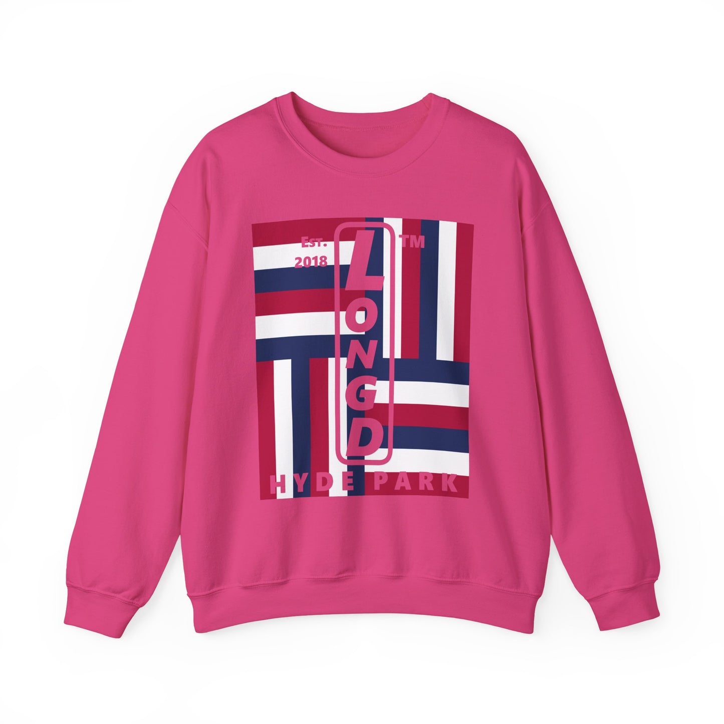 LongD negative windmill Hyde Park upright logo crewneck sweatshirt (patriotic colors)