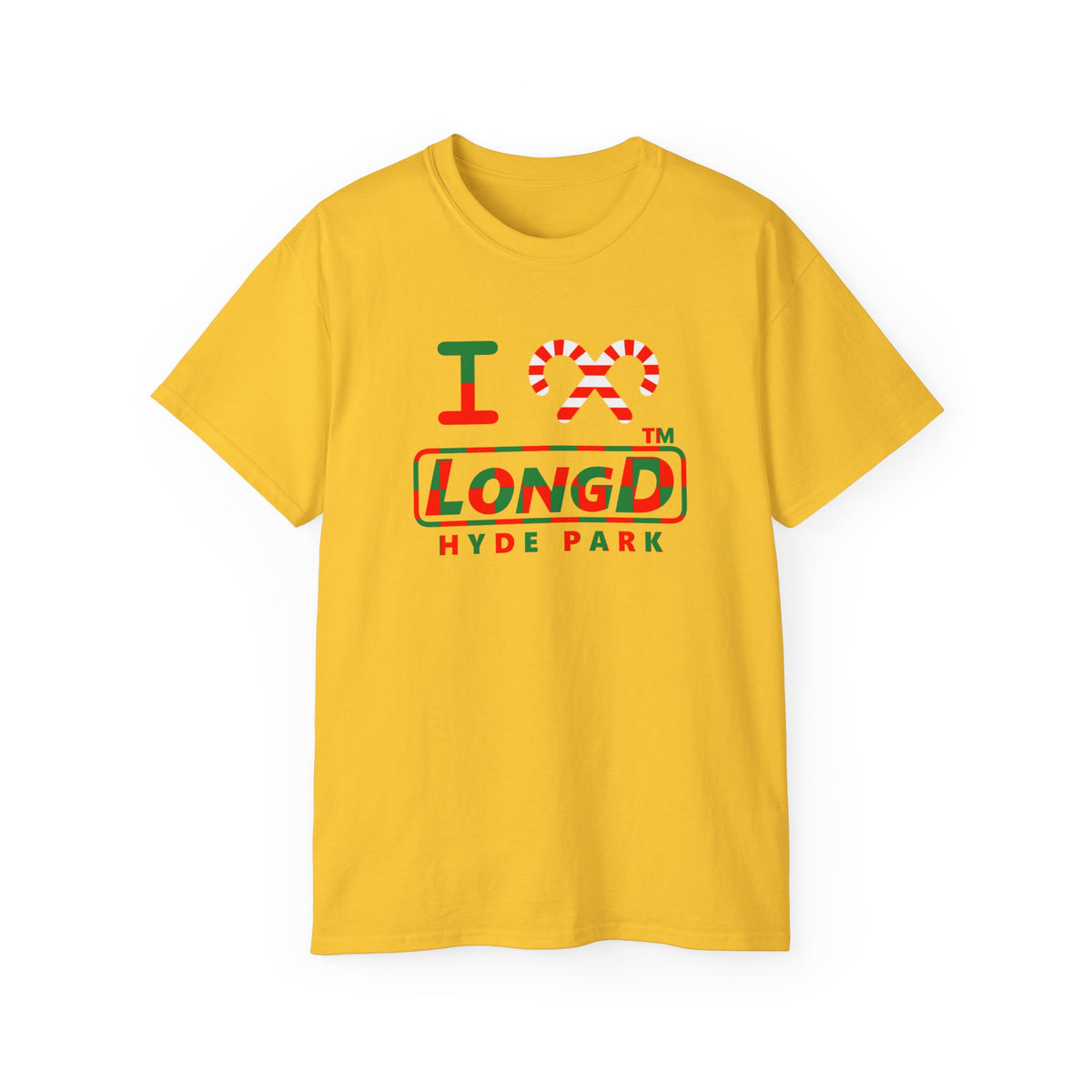 I candy cane LongD Hyde Park positive checkered logo cotton tee