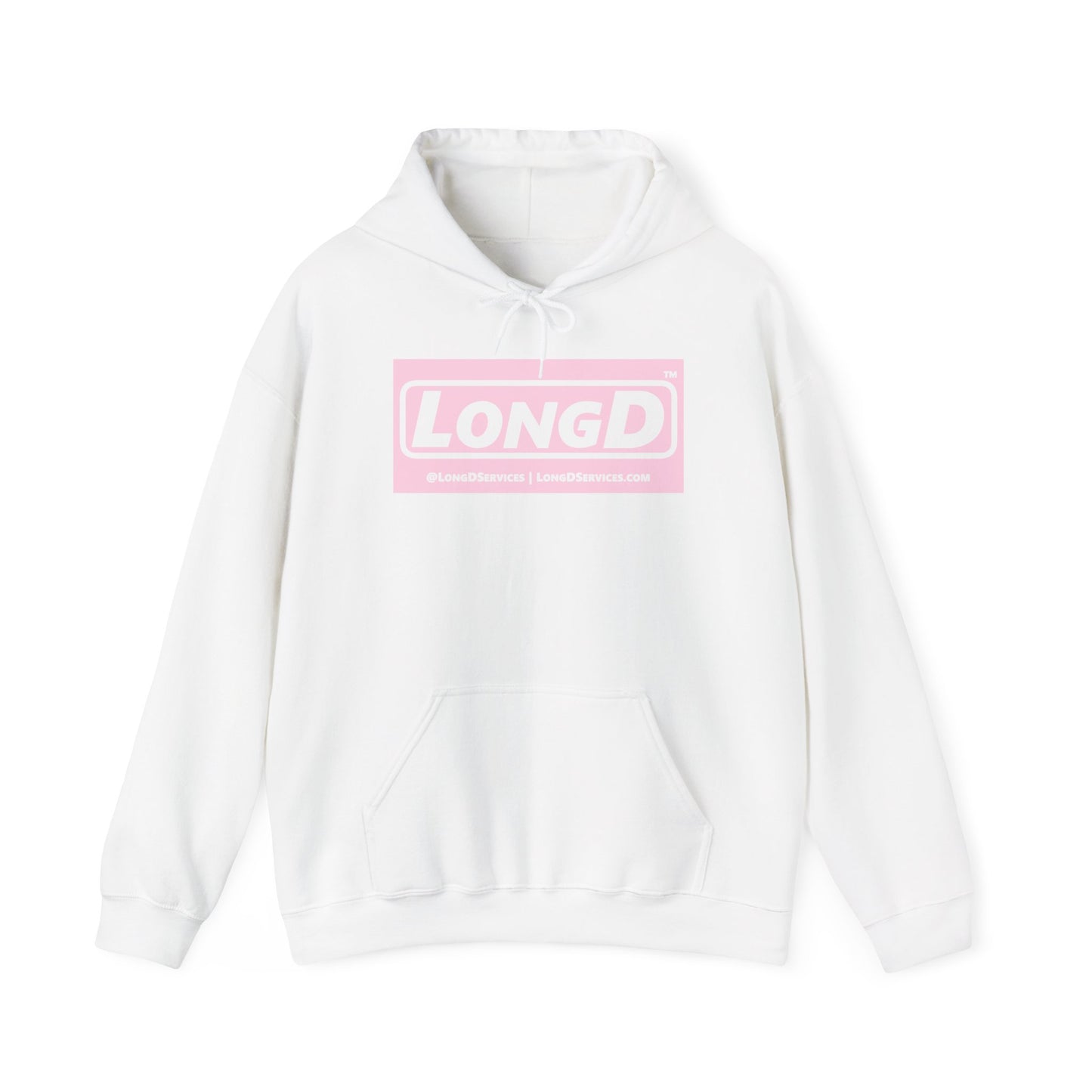 LongD® Logo Hoodie pastel negative pink text