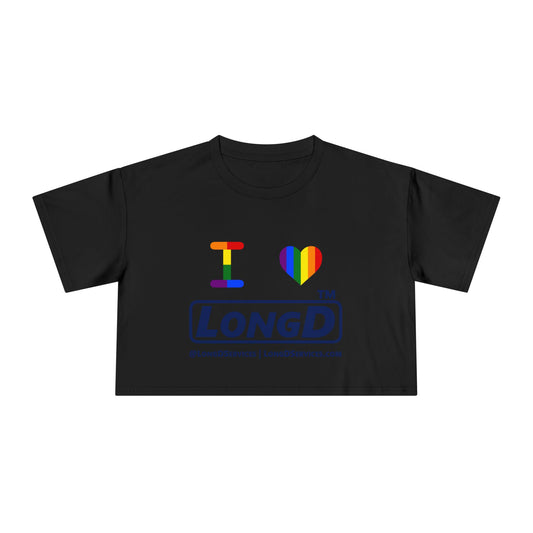 I Luv LongD basic official front-back tag-domain logo crop tee (Pride colors)