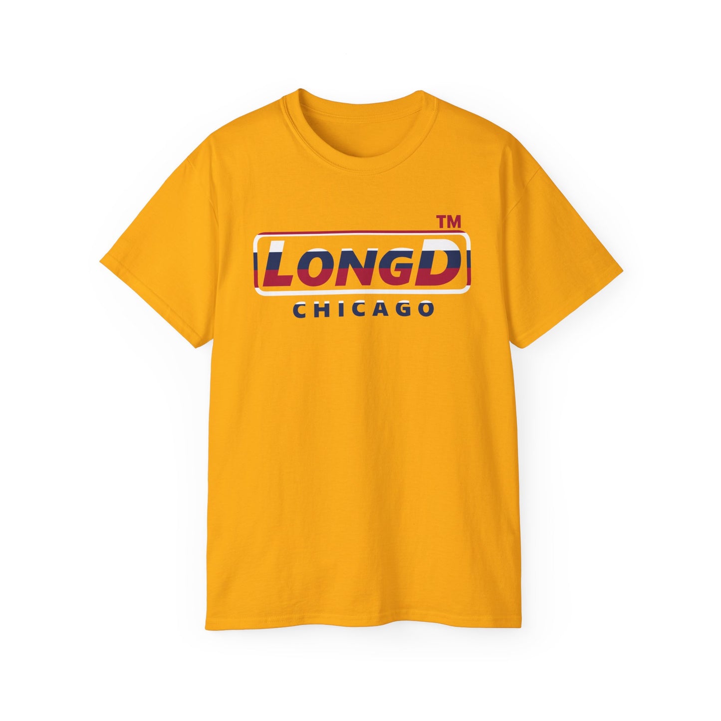 LongD positive horizontal 6-striped Chicago logo cotton tee (patriotic colors)