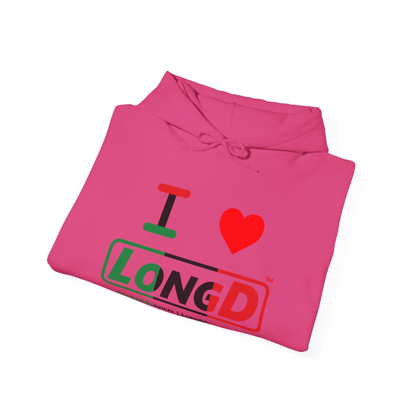 I Luv LongD® Logo Hoodie with Juneteenth positive thirds text