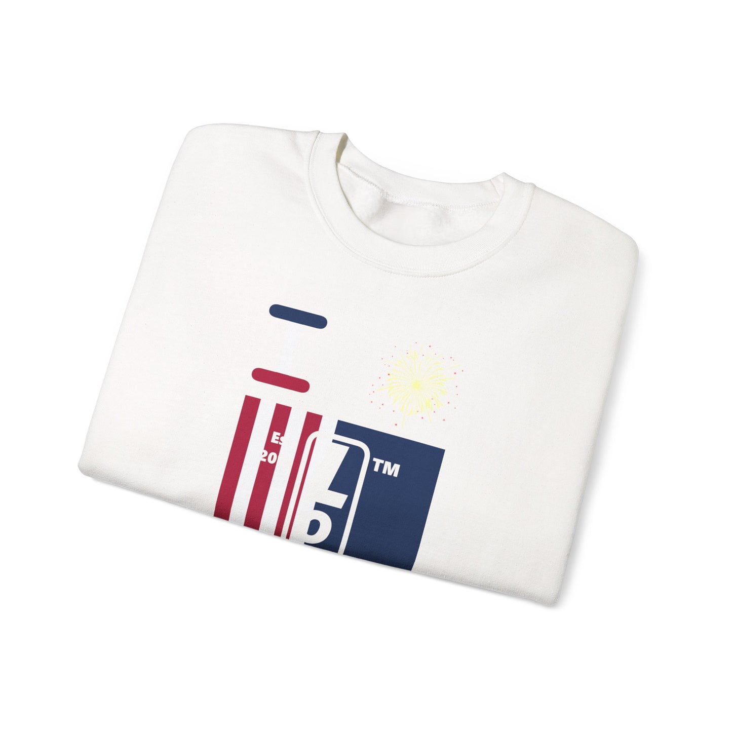 I Burst LongD negative cropped flag Chicago upright logo crewneck sweatshirt