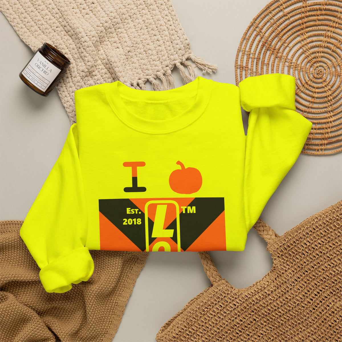 I pumpkin LongD Tag negative upright mixed argyle logo crewneck sweatshirt