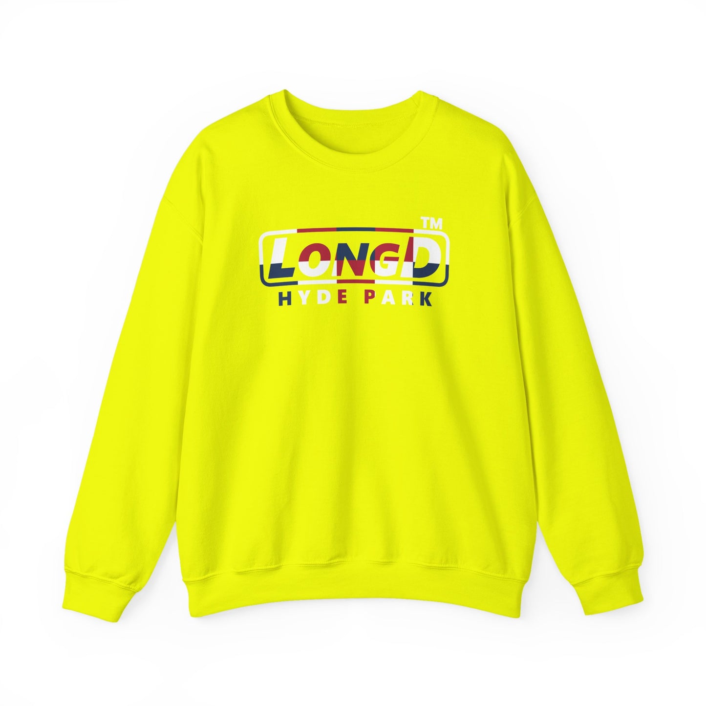 LongD positive 2x5 Hyde Park logo crewneck sweatshirt (patriotic colors)