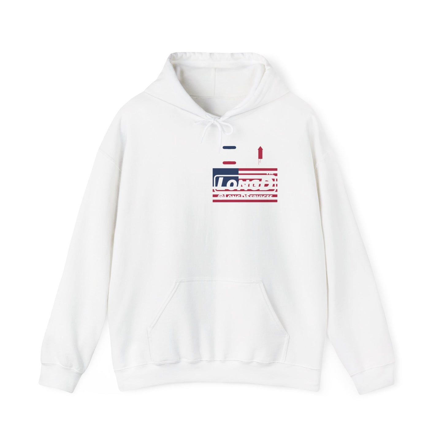 I firecracker LongD® negative flag front-back single breasted tag logo hoodie