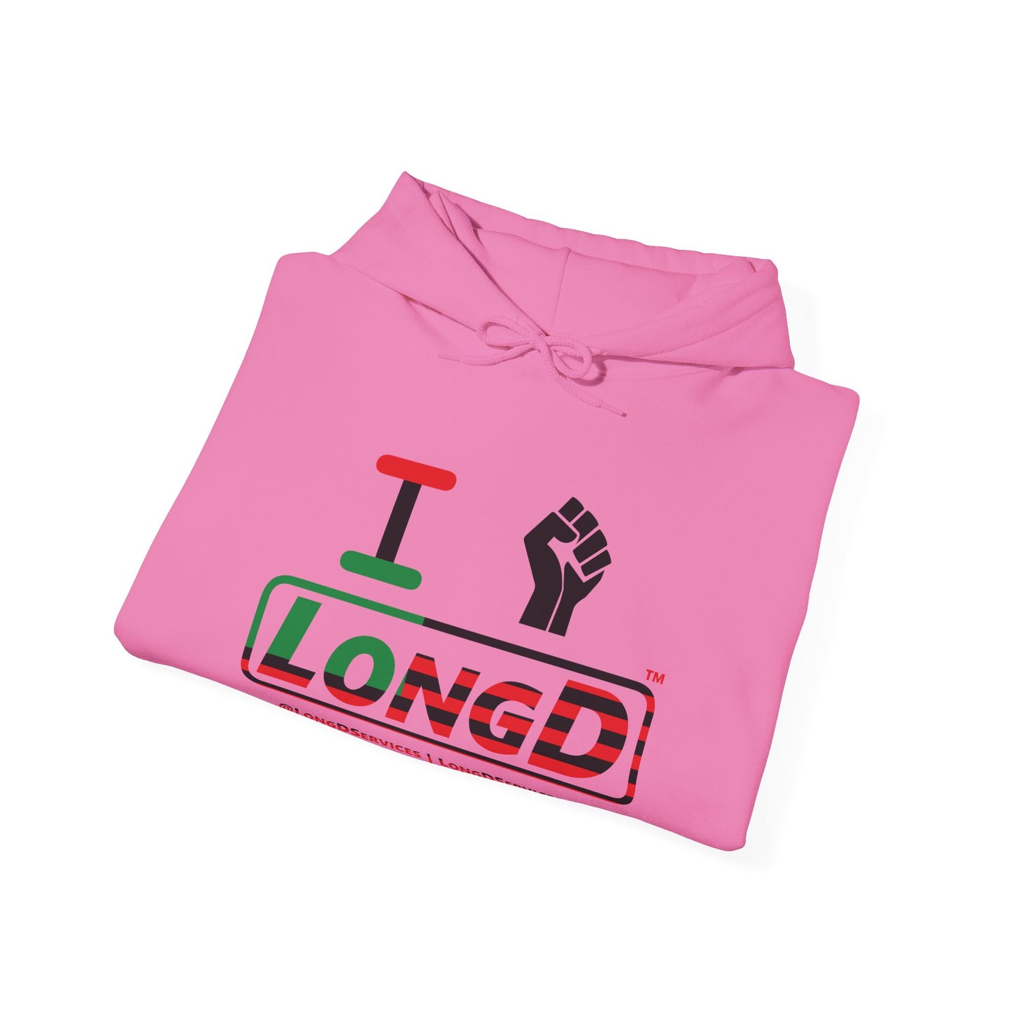 I Fist LongD® Logo Hoodie with Juneteenth black fist positive flag