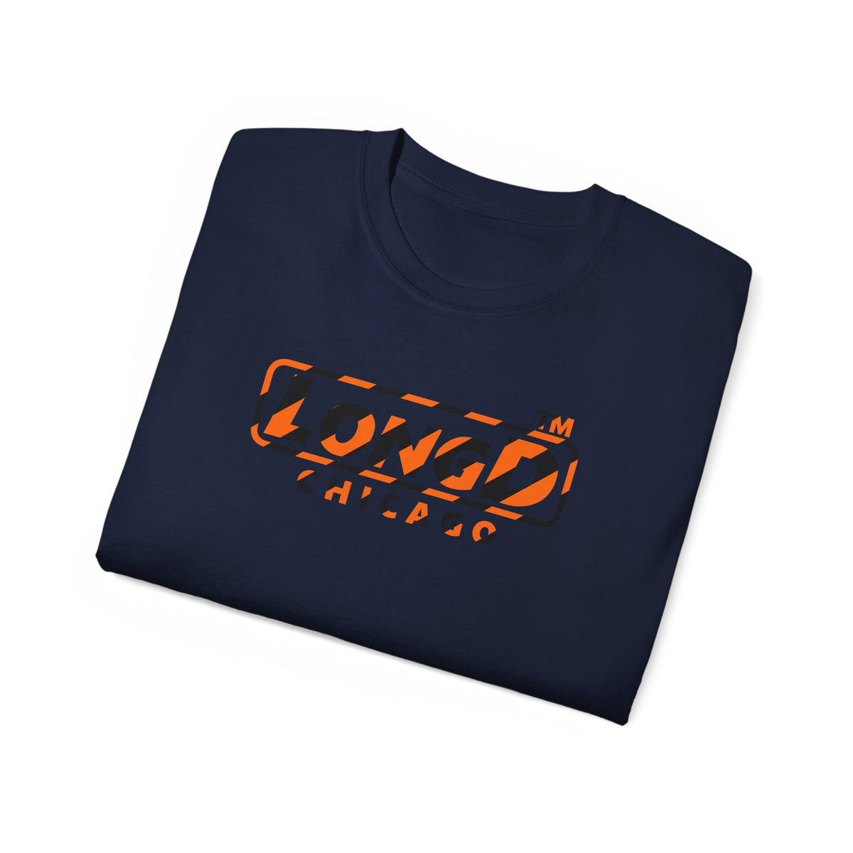 LongD Chicago positive 12-striped 4-print logo (Halloween colors) cotton tee