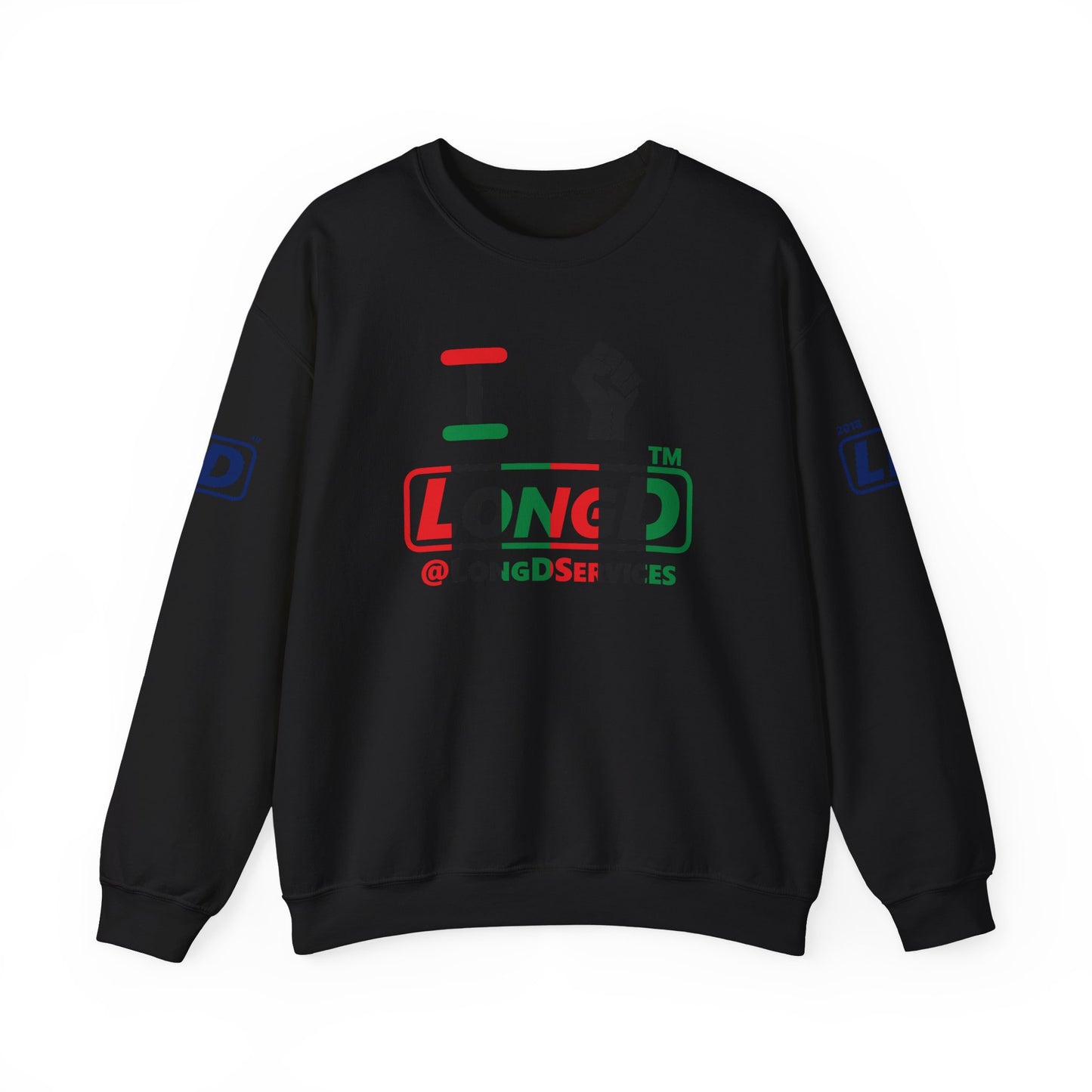 I fist LongD positive vertical 6-striped 4-print tag logo crewneck sweatshirt