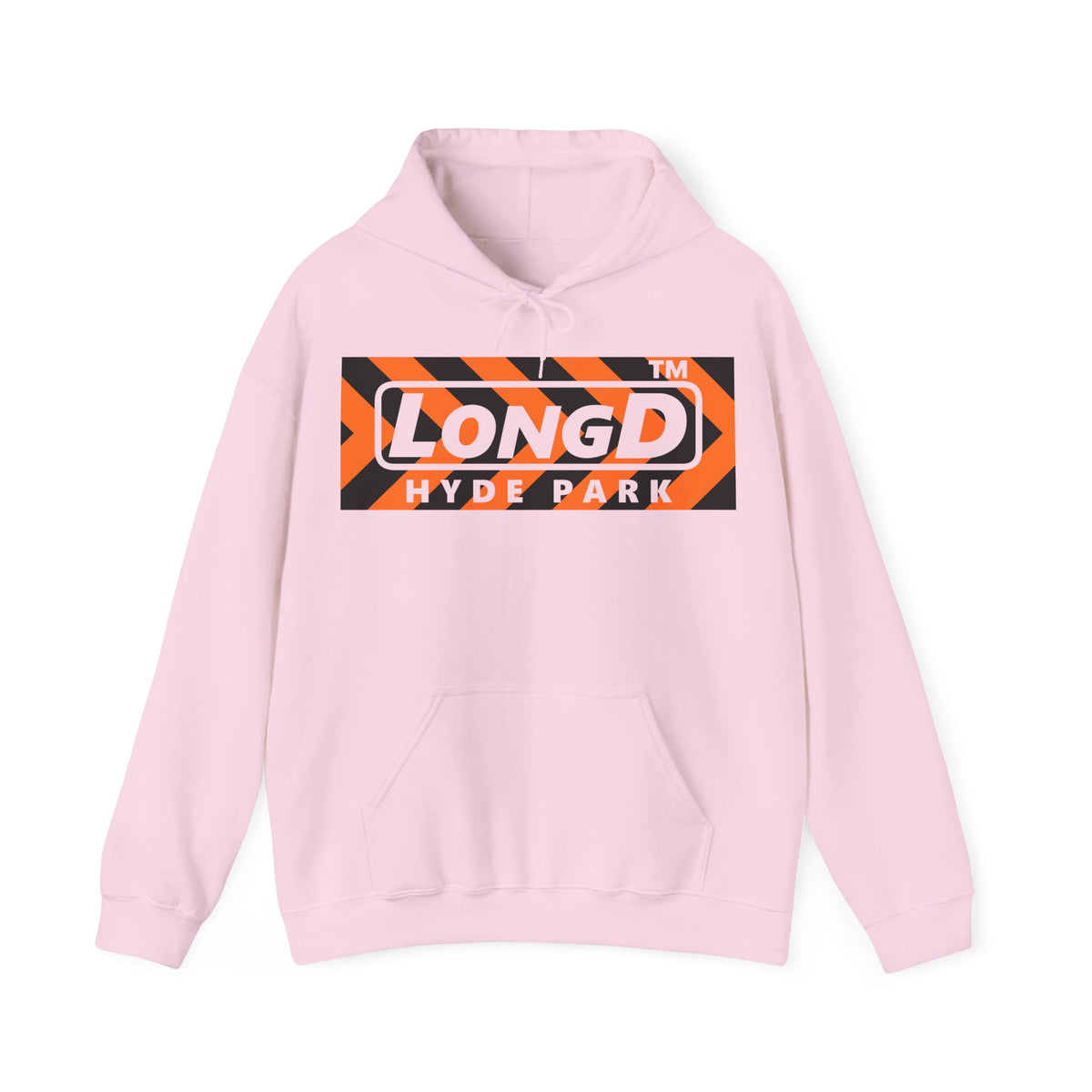 LongD Hyde Park negative forward chevron logo (Halloween colors) hoodie