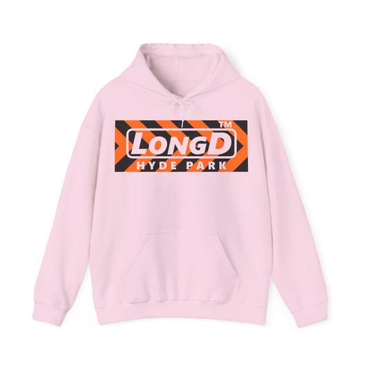 LongD Hyde Park negative forward chevron logo (Halloween colors) hoodie