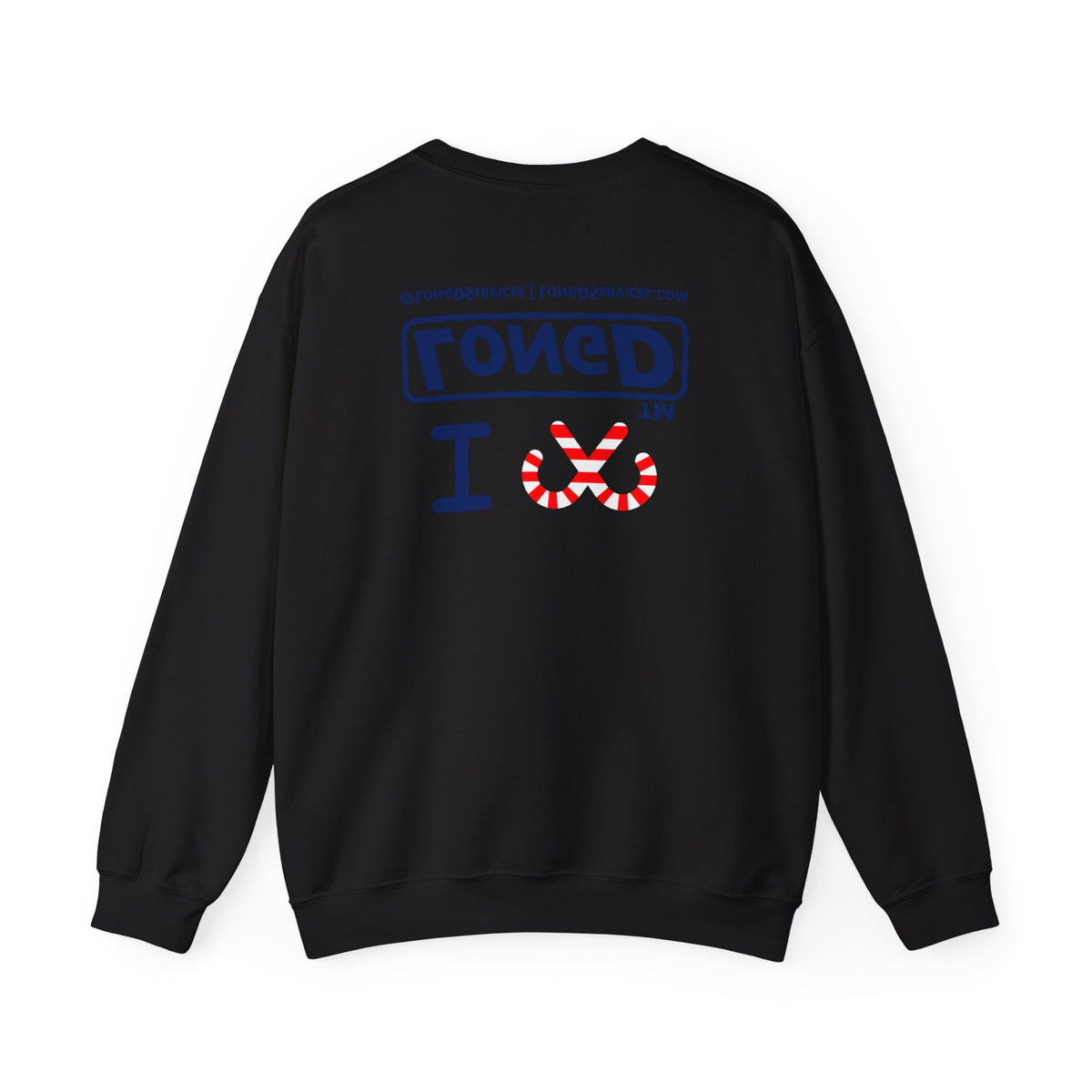 I candy cane LongD Tag-domain positive official basic navy front-back logo crewneck sweatshirt