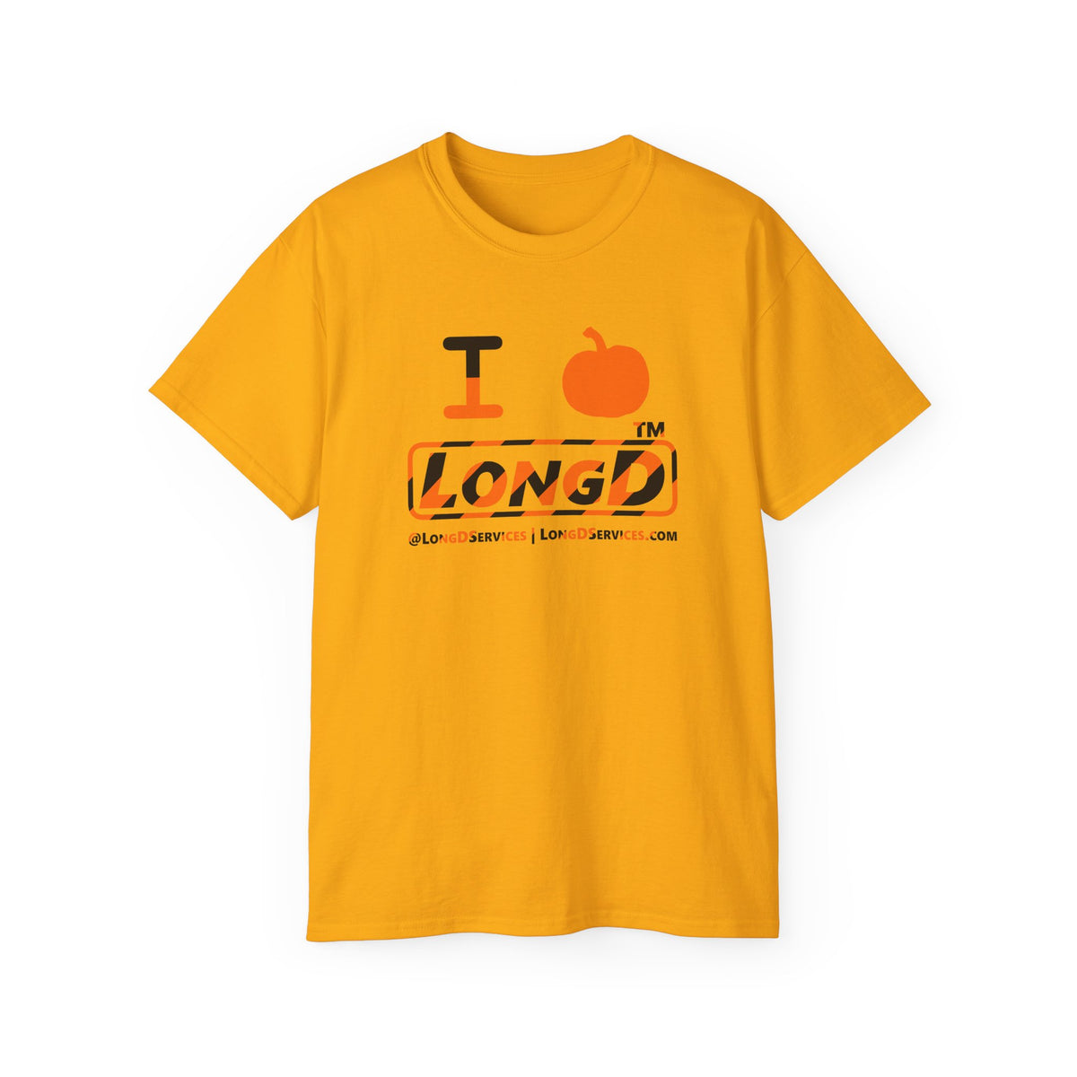 I pumpkin LongD Tag-domain positive 12-striped logo cotton tee
