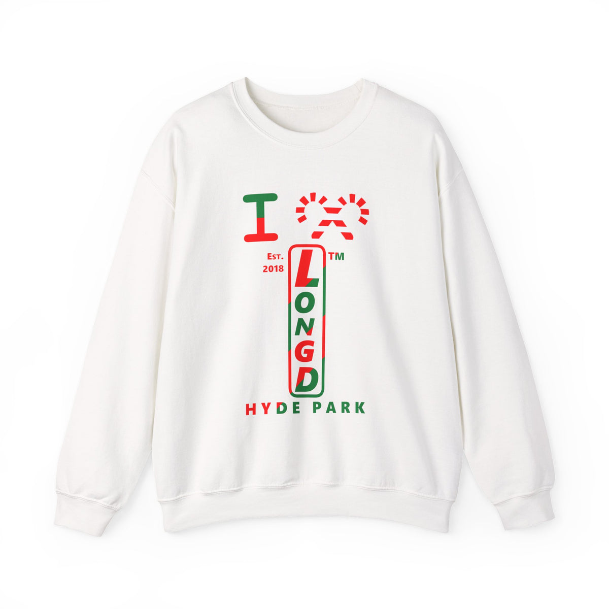 I candy cane LongD Hyde Park positive upright pixel-weighted 4-striped logo crewneck sweatshirt