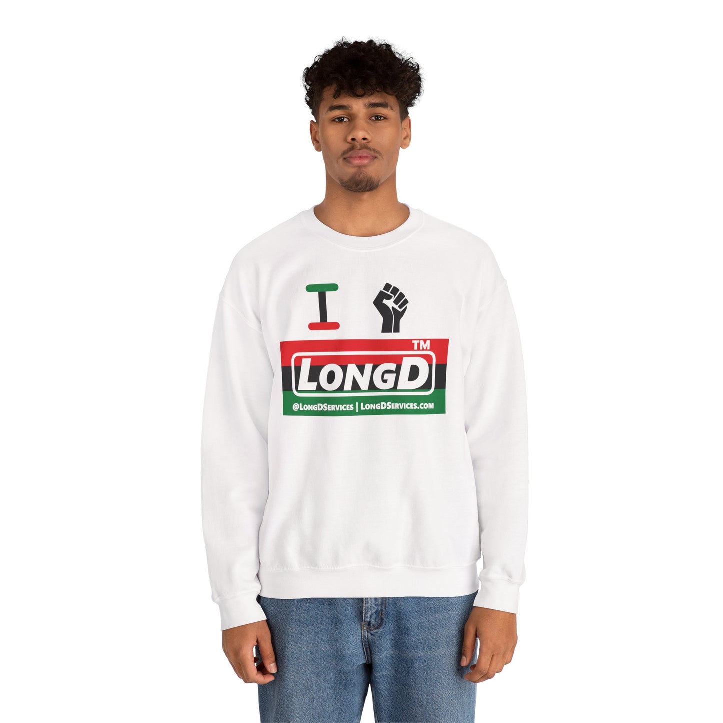 I fist LongD negative horizontal 3-striped tag-domain logo crewneck sweatshirt
