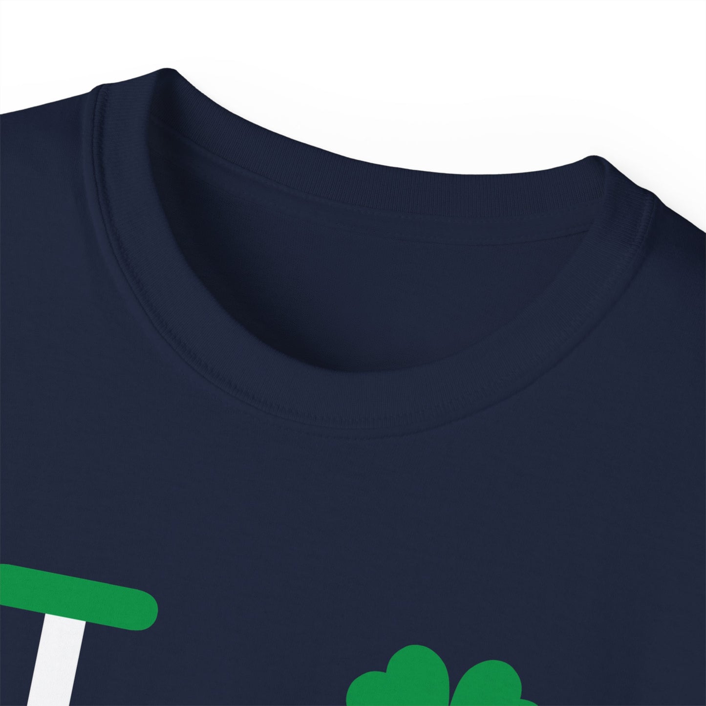 I Clover LongD® Logo Cotton Tee (St. Patrick's Day -Irish Green, White and Irish Orange thirds top-bottom positive-negative split with 4-leaf clover)
