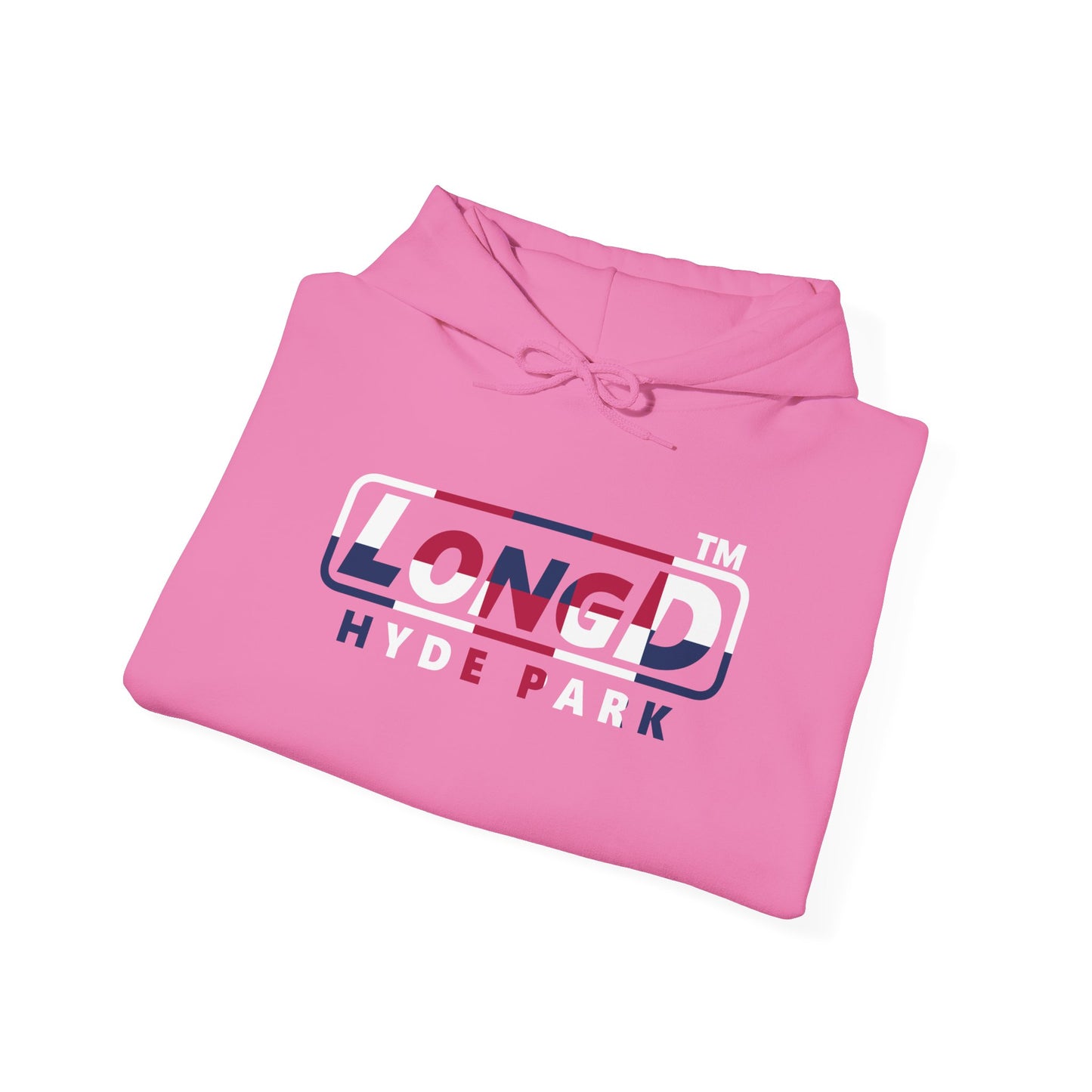 LongD® positive 2x5 Hyde Park logo hoodie (patriotic colors)