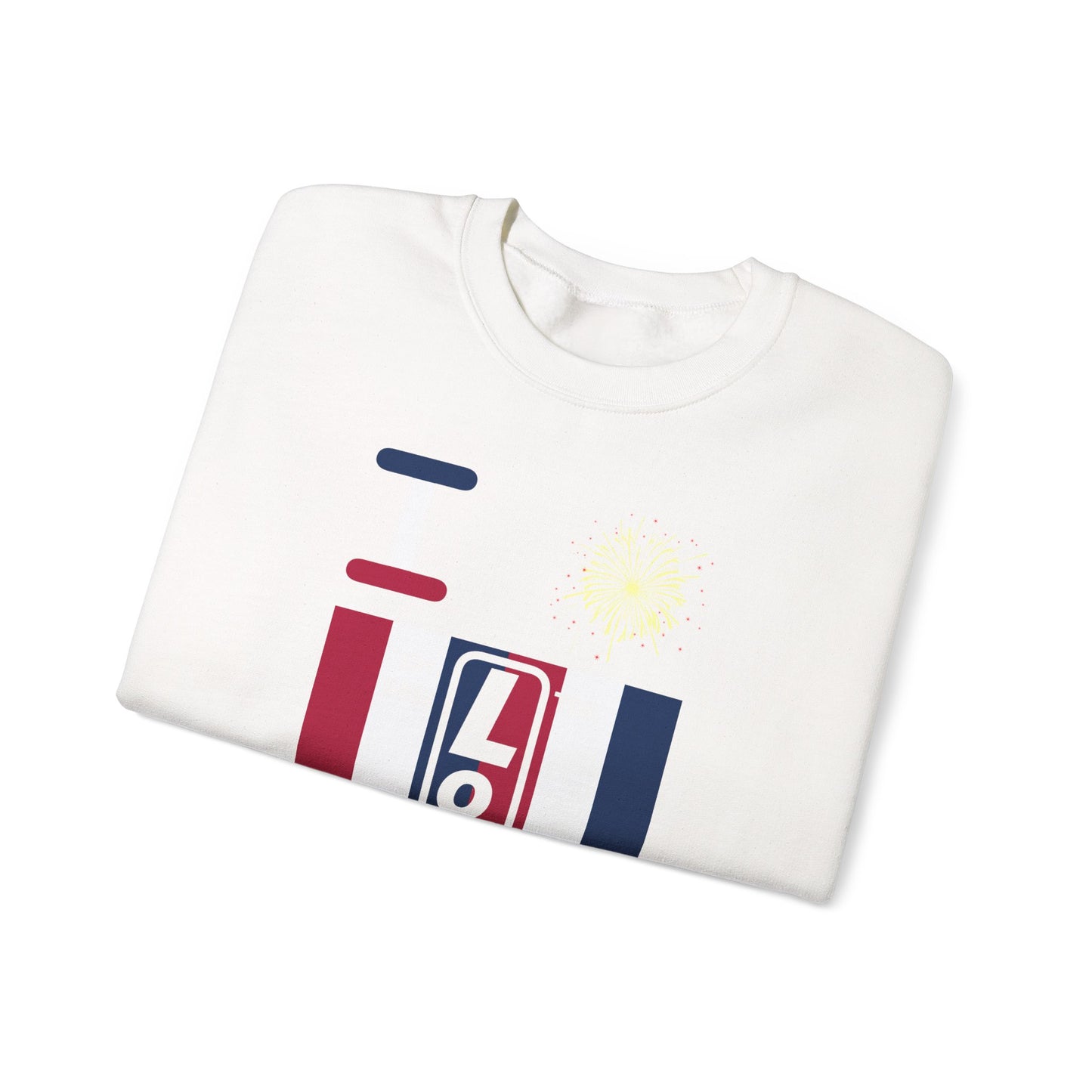 I Burst LongD negative vertical 6-striped tag upright logo crewneck sweatshirt
