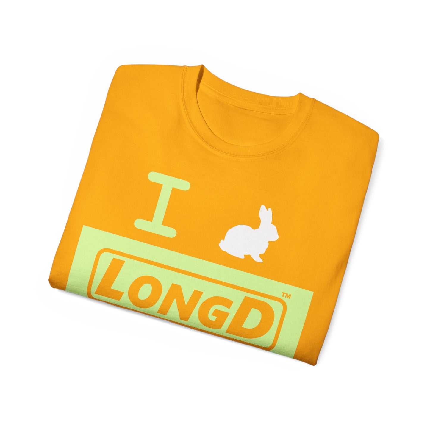 I Bunny LongD® Logo Cotton Tee Easter pastel green negative text (white Easter Bunny)