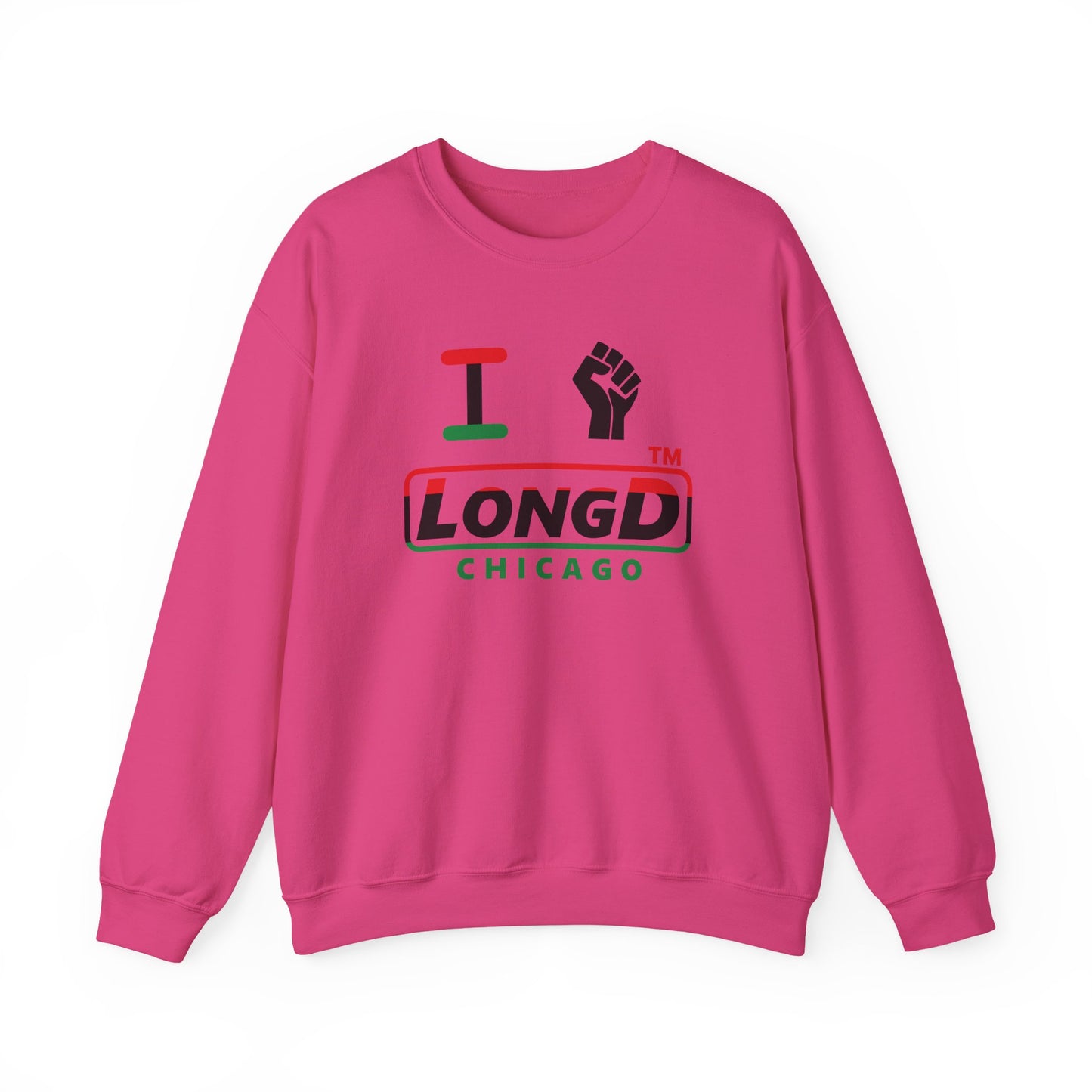 I fist LongD positive horizontal 3-striped Chicago logo crewneck sweatshirt