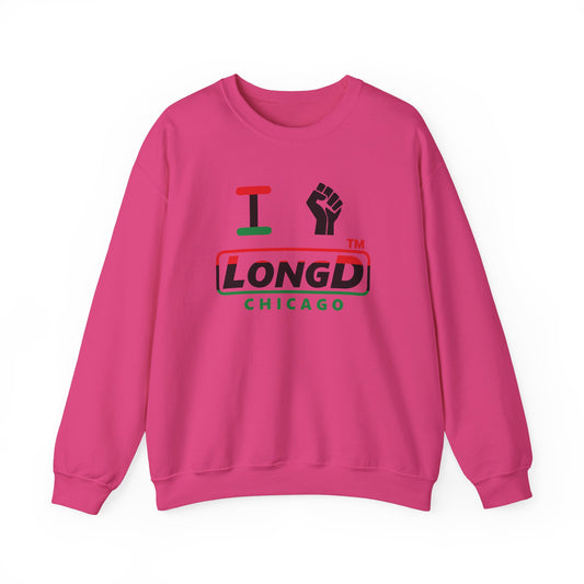 I fist LongD positive horizontal 3-striped Chicago logo crewneck sweatshirt
