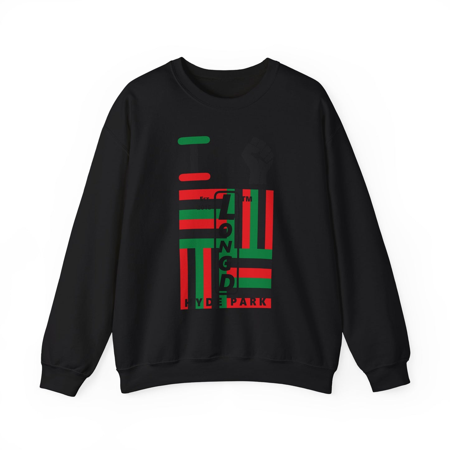 I Fist LongD negative windmill Hyde Park upright logo crewneck sweatshirt
