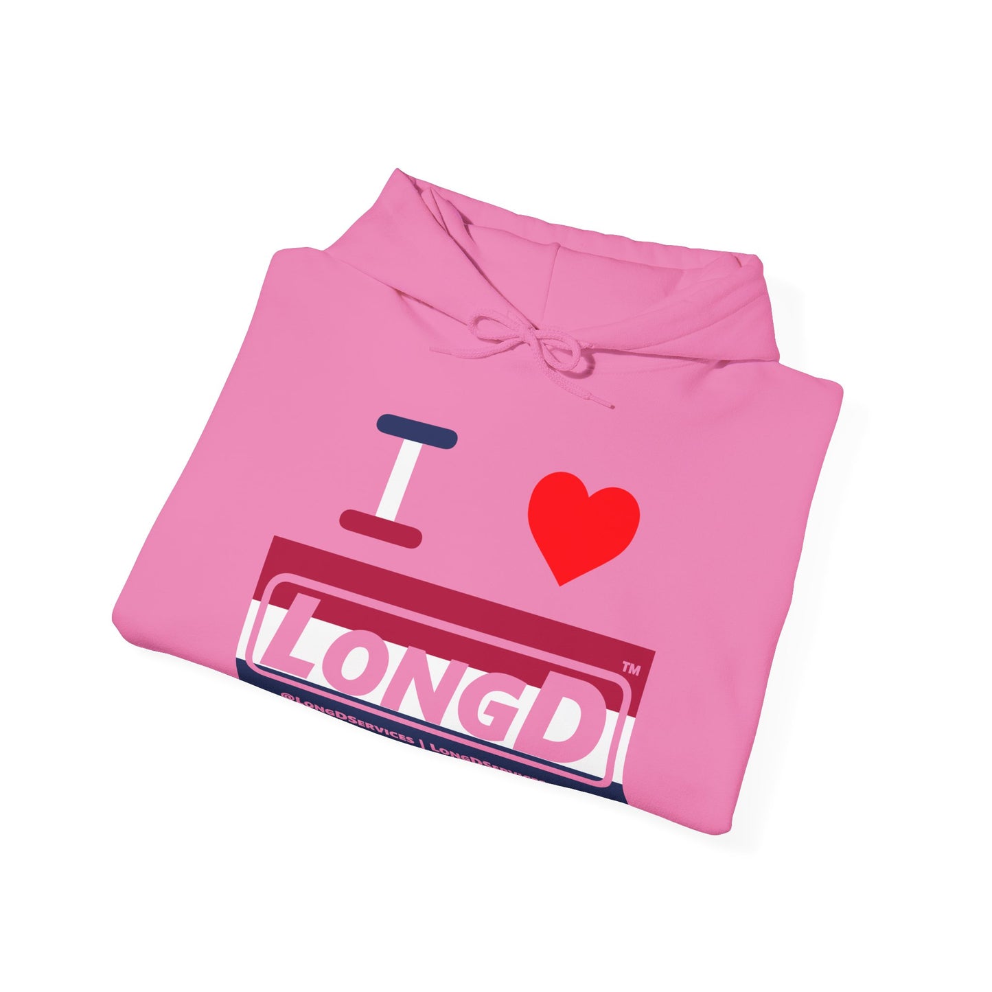 I Luv LongD® Logo Hoodie red, white and blue striped negative thirds