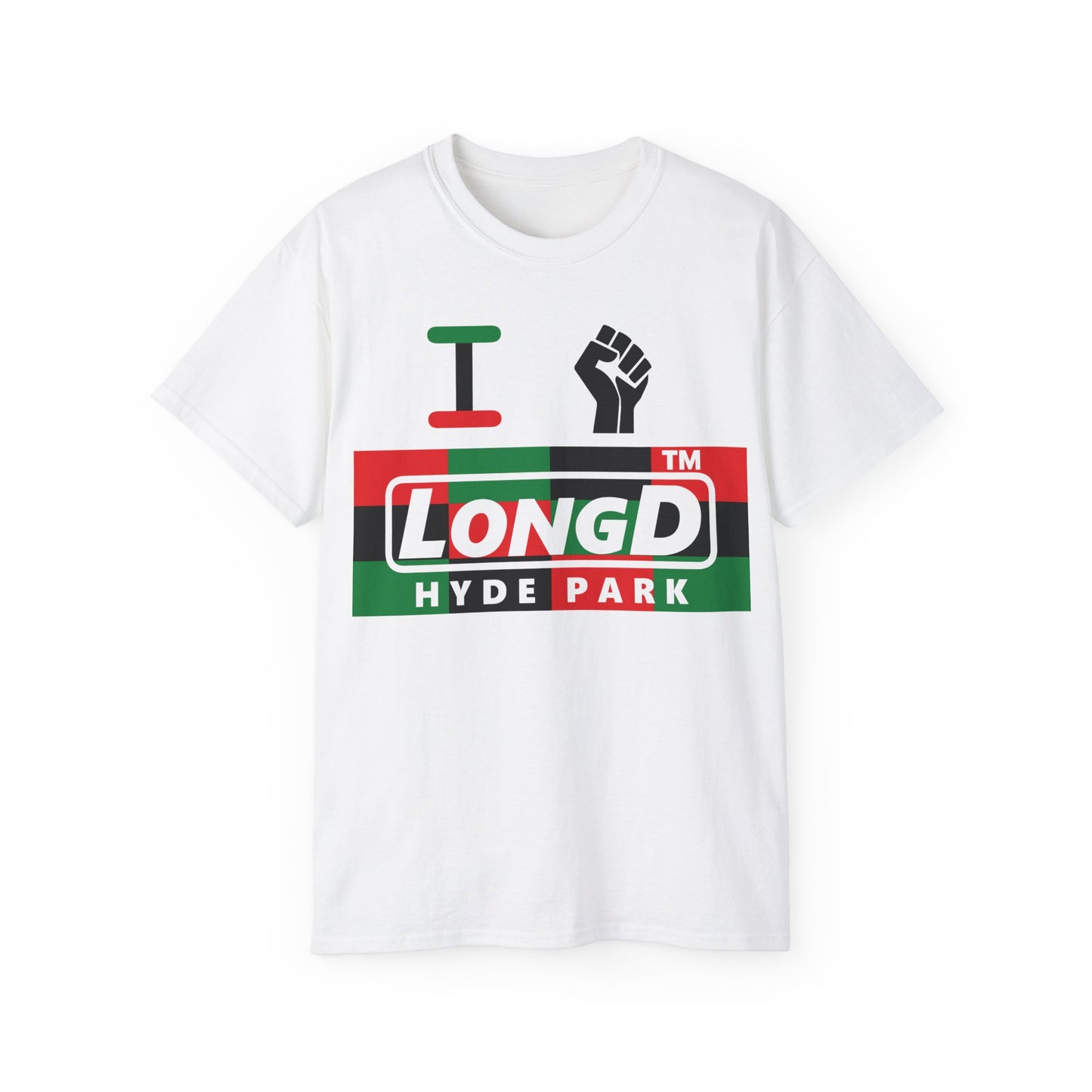 I fist LongD negative 3x4 Hyde Park logo cotton tee