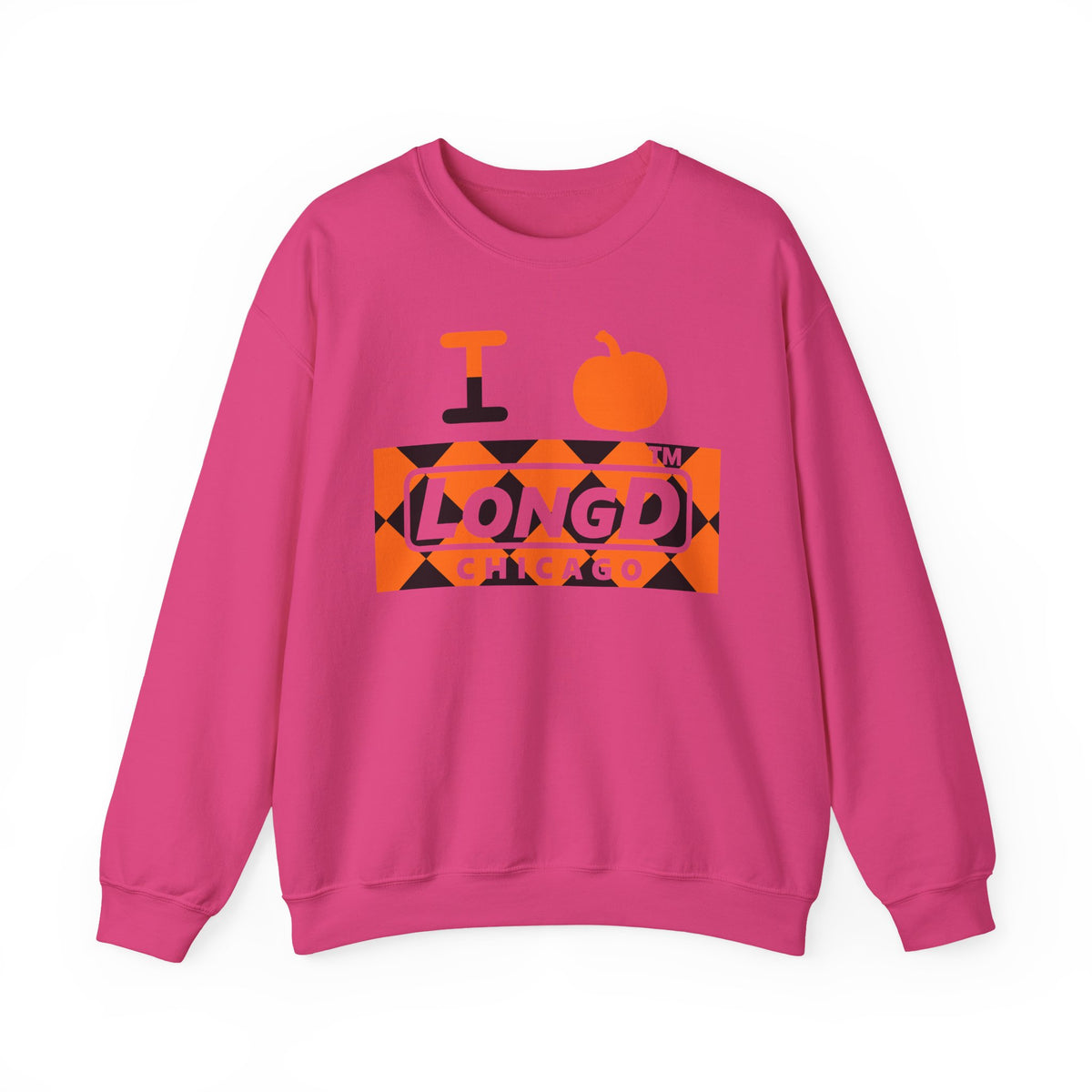 I pumpkin LongD Chicago negative argyle logo crewneck sweatshirt