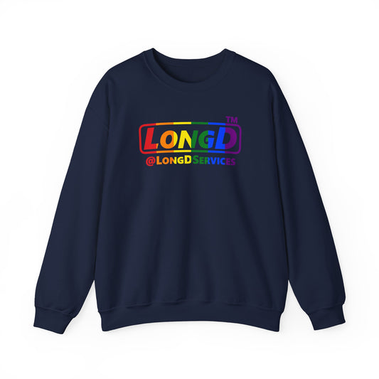 LongD positive vertical striped tag logo crewneck sweatshirt (Pride colors)