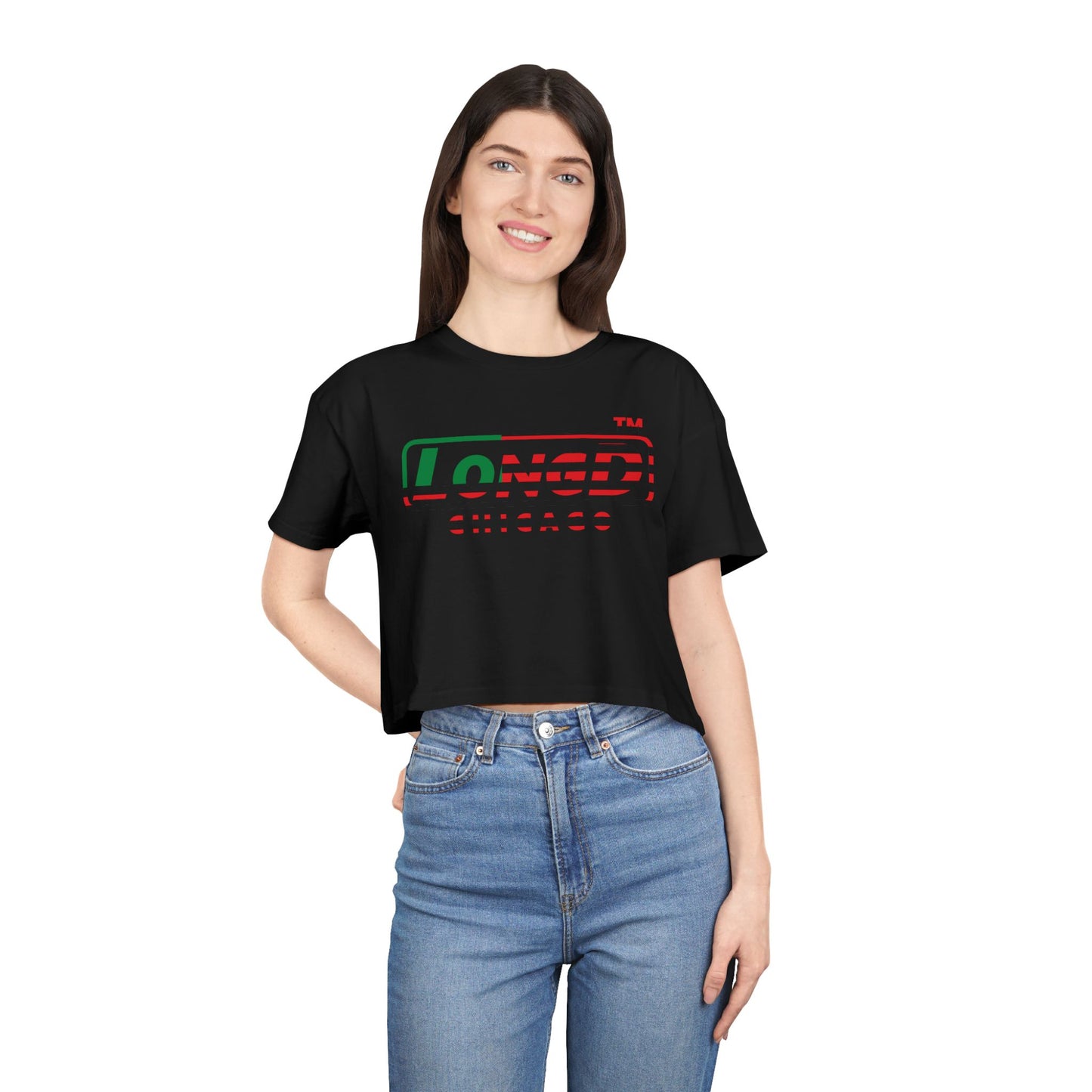 LongD positive flag Chicago logo crop tee (Juneteenth colors)