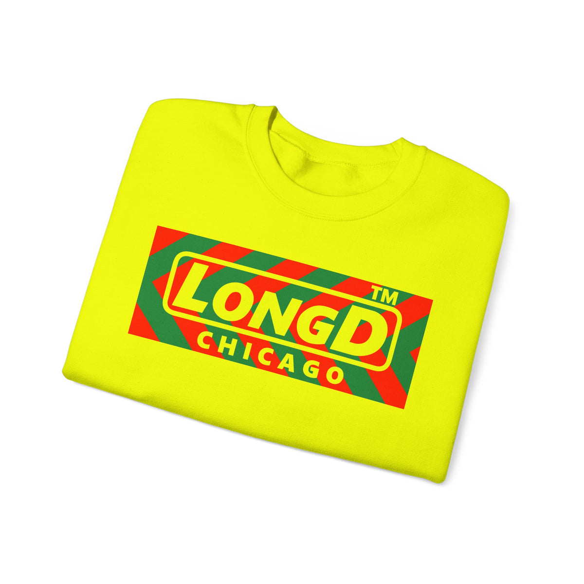 LongD Chicago negative leftward chevron logo (Xmas colors) crewneck sweatshirt