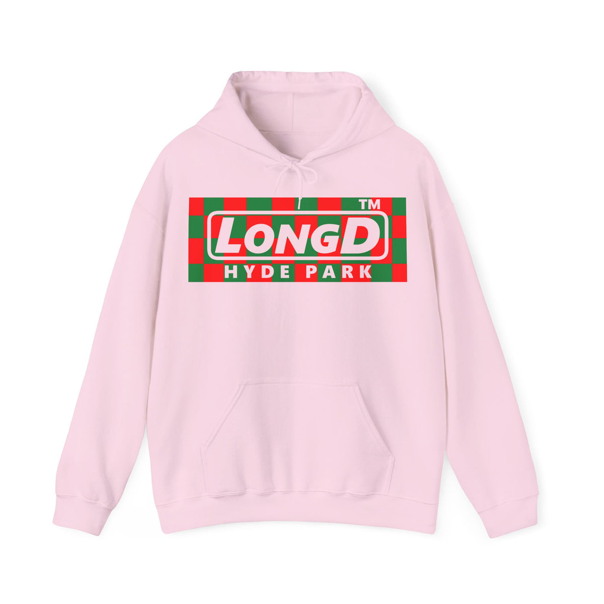 LongD Hyde Park negative checkered logo (Xmas colors) hoodie
